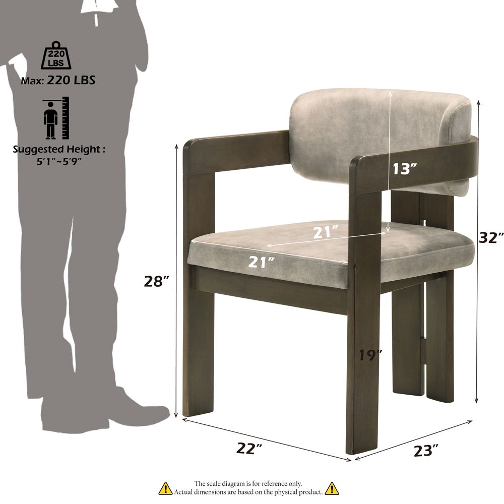 Destin - Side Chair - Light Gray Fabric & Walnut, gray, view 7