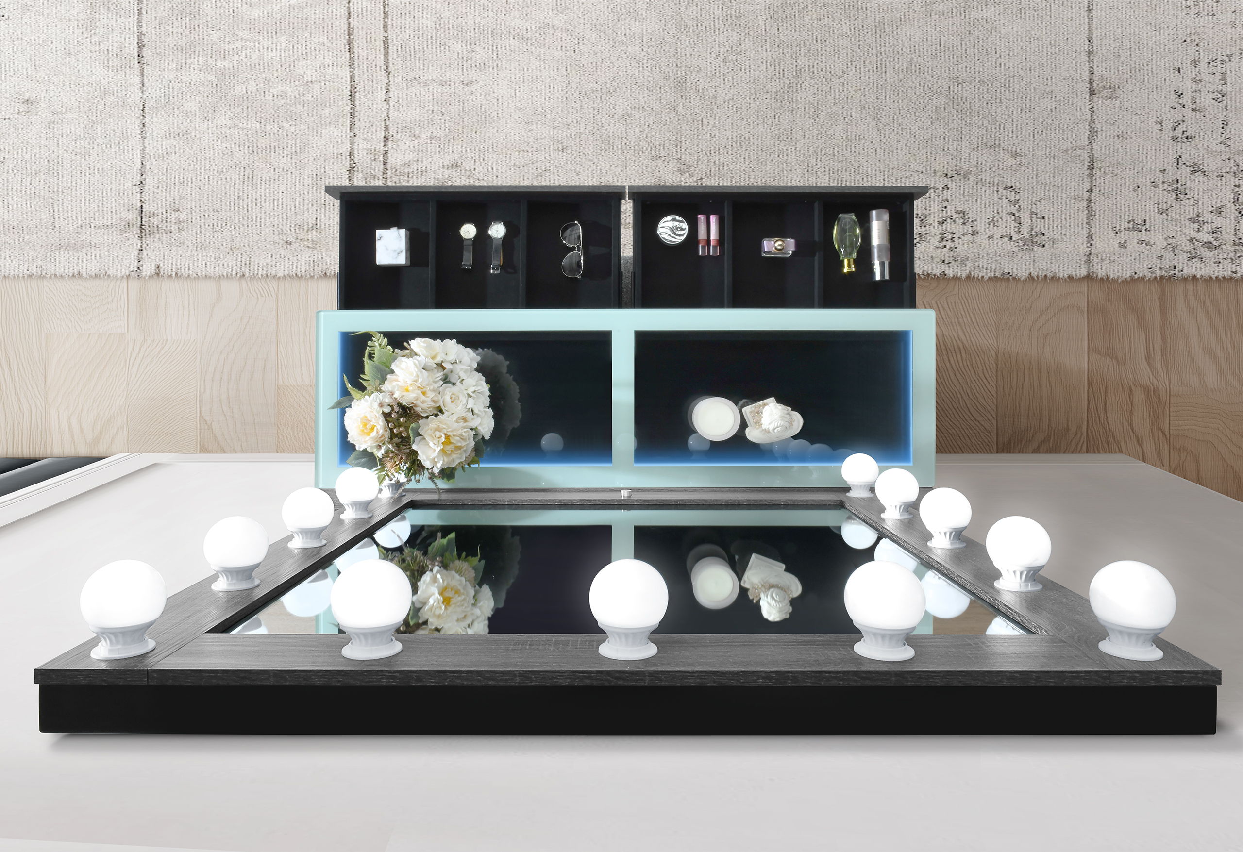 Lexi - Vanity Set With Stool - Gray