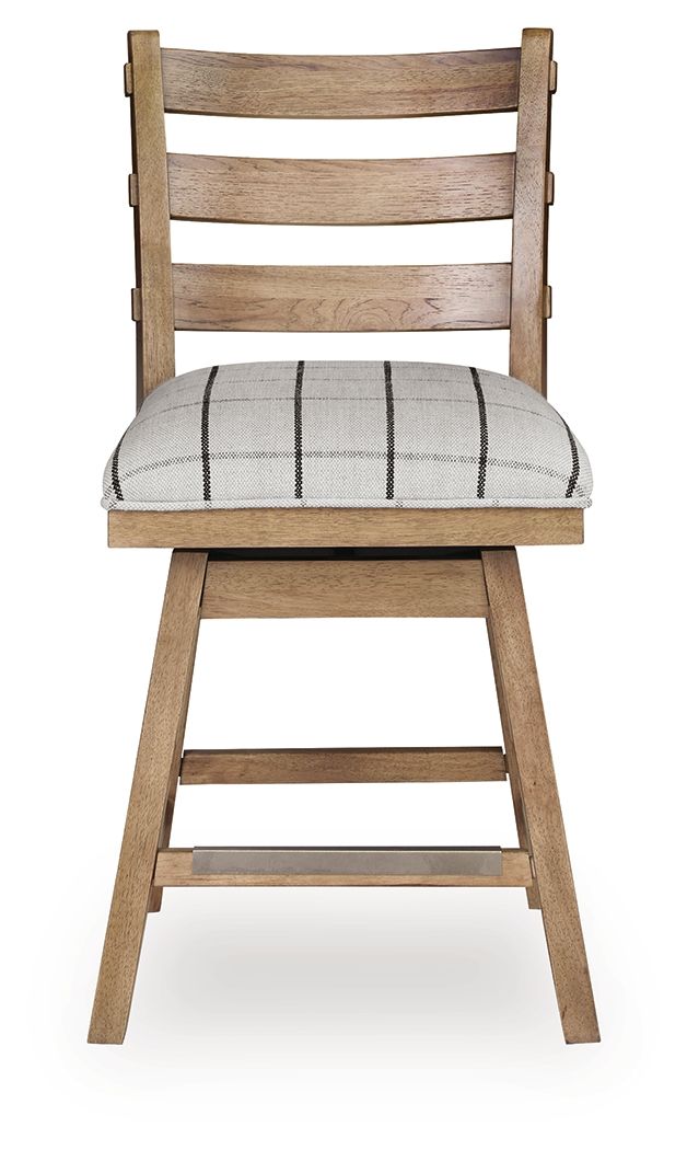Ashley Furniture Ridgester - Upholstered Swivel Barstool (Set of 2) - Light Brown - Image 4