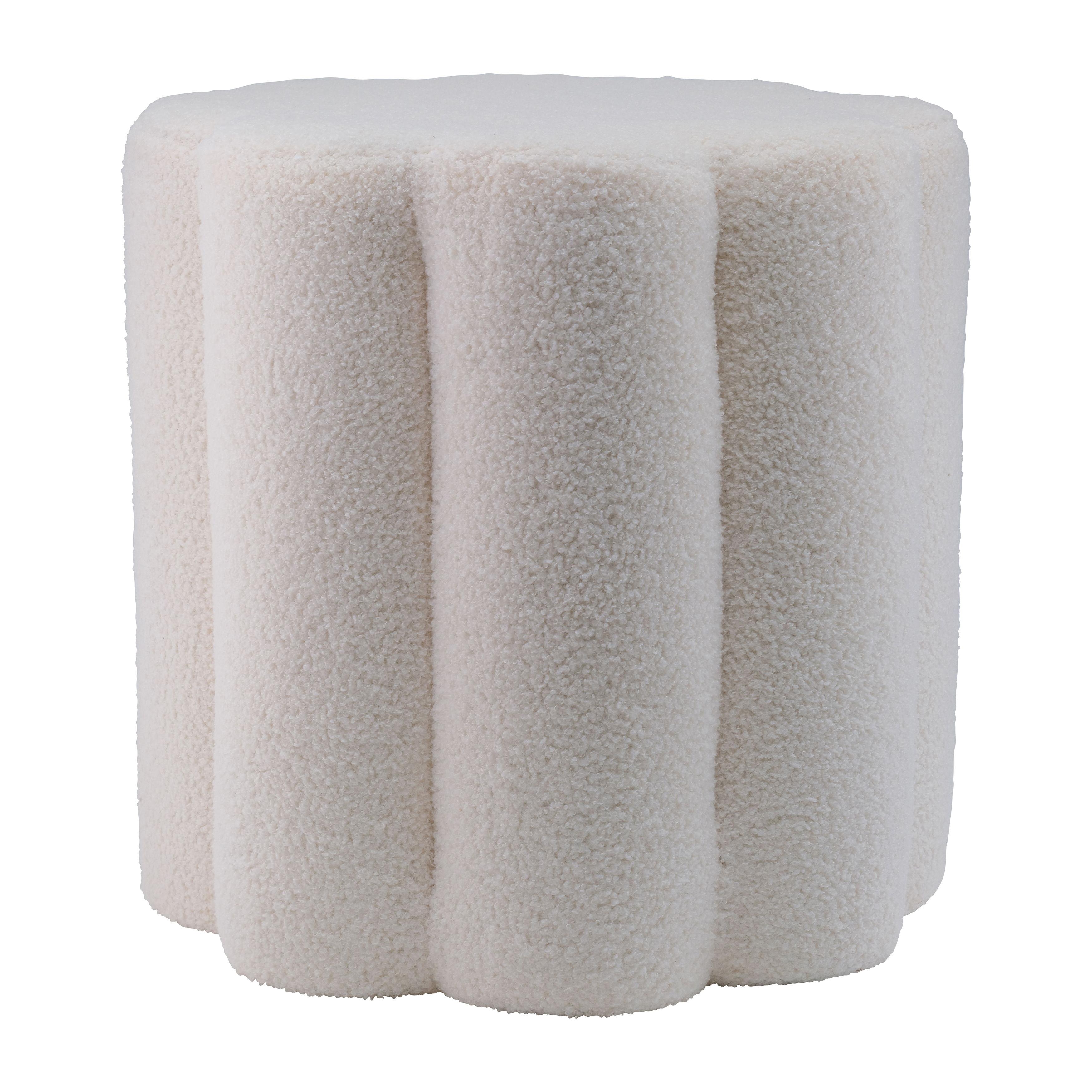 18\" Petal Shaped Boucle Ottoman - White Image