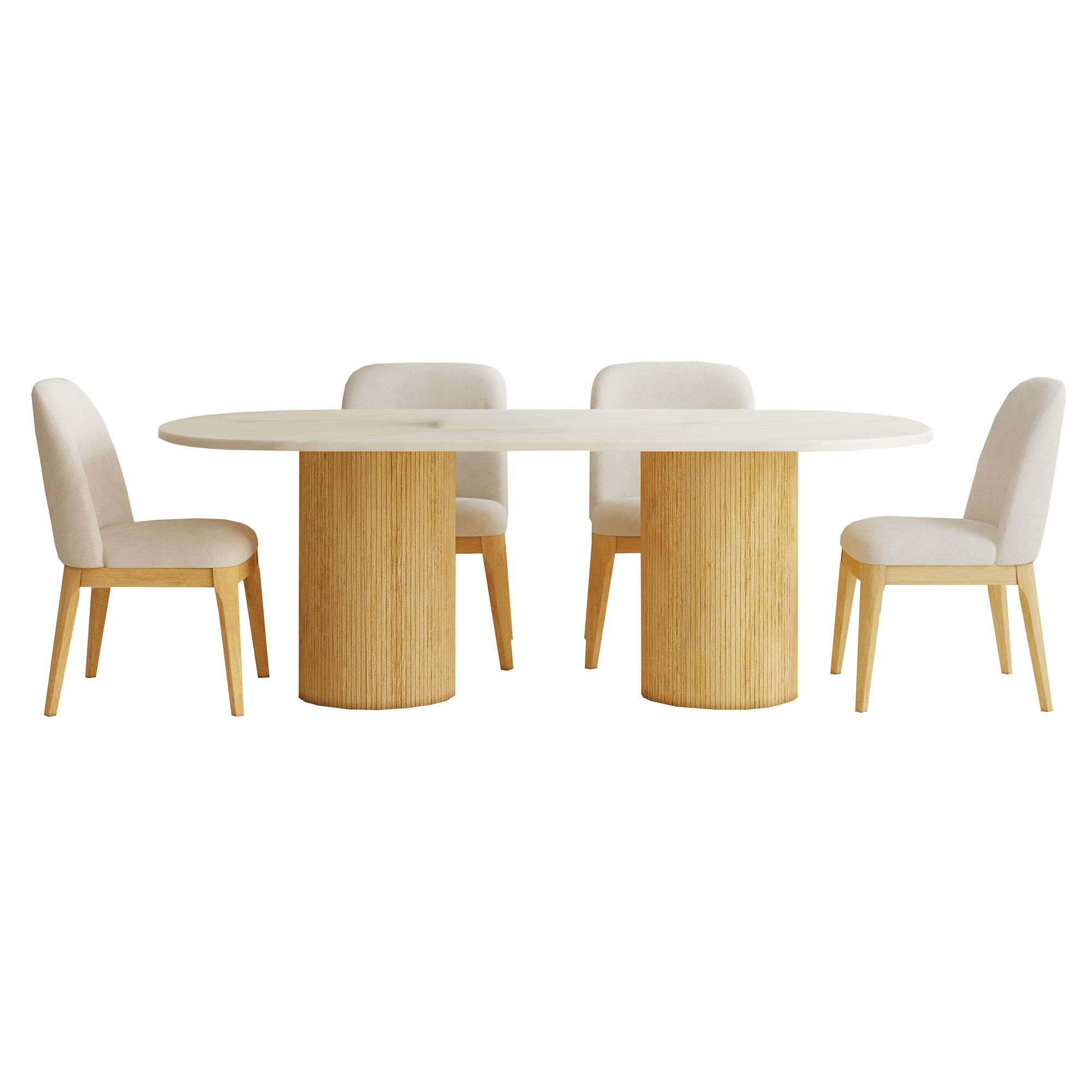 Sylvie - 5 Piece Standard Height Dining Set (Oval Table And Four Chairs) - Natural