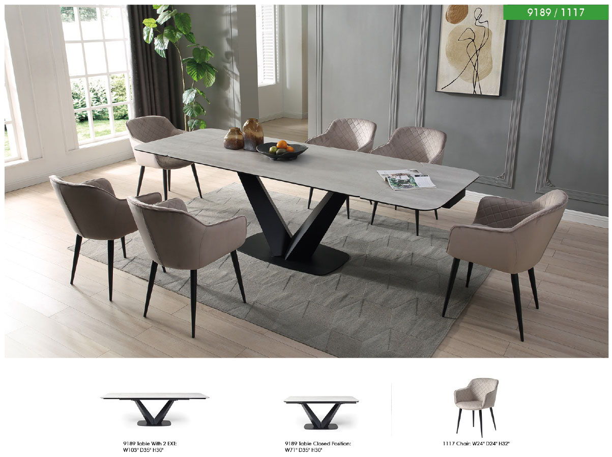 9189 - 71" Dining Table With Extensions - Gray / Black