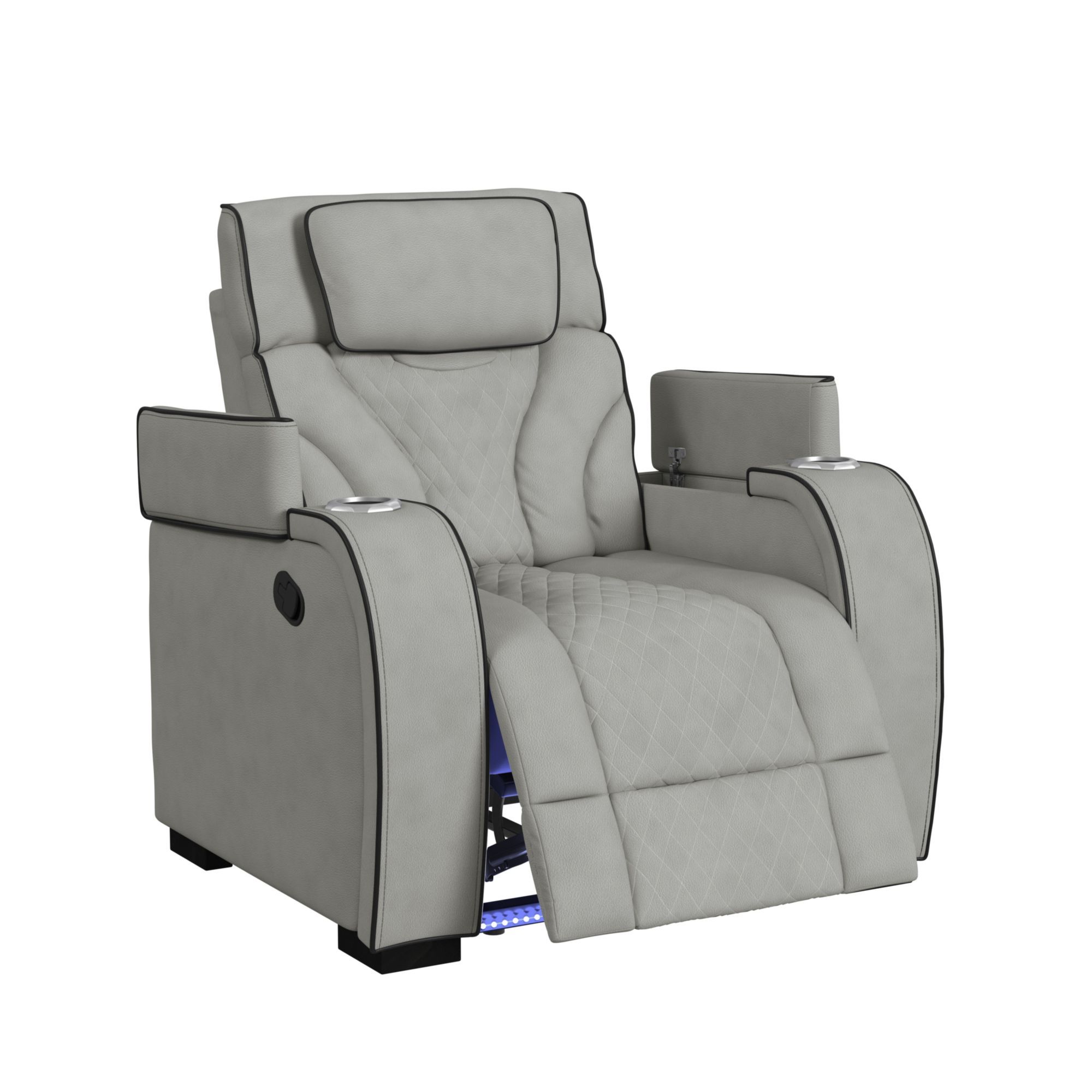 Blitz - Motion Recliner With LED - Simba Taupe And Black Welt