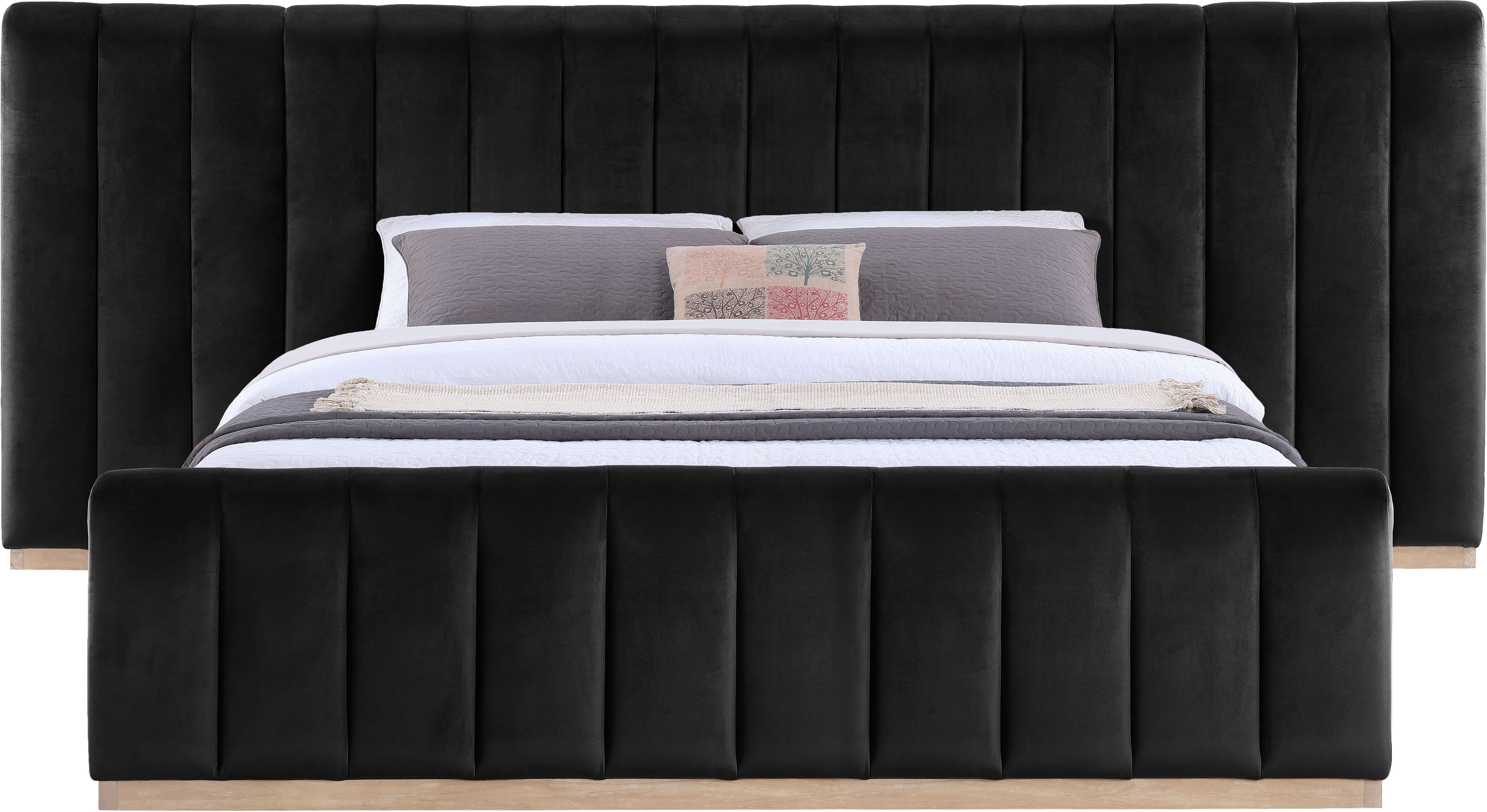 Amara - Velvet Upholstered King Bed - Black