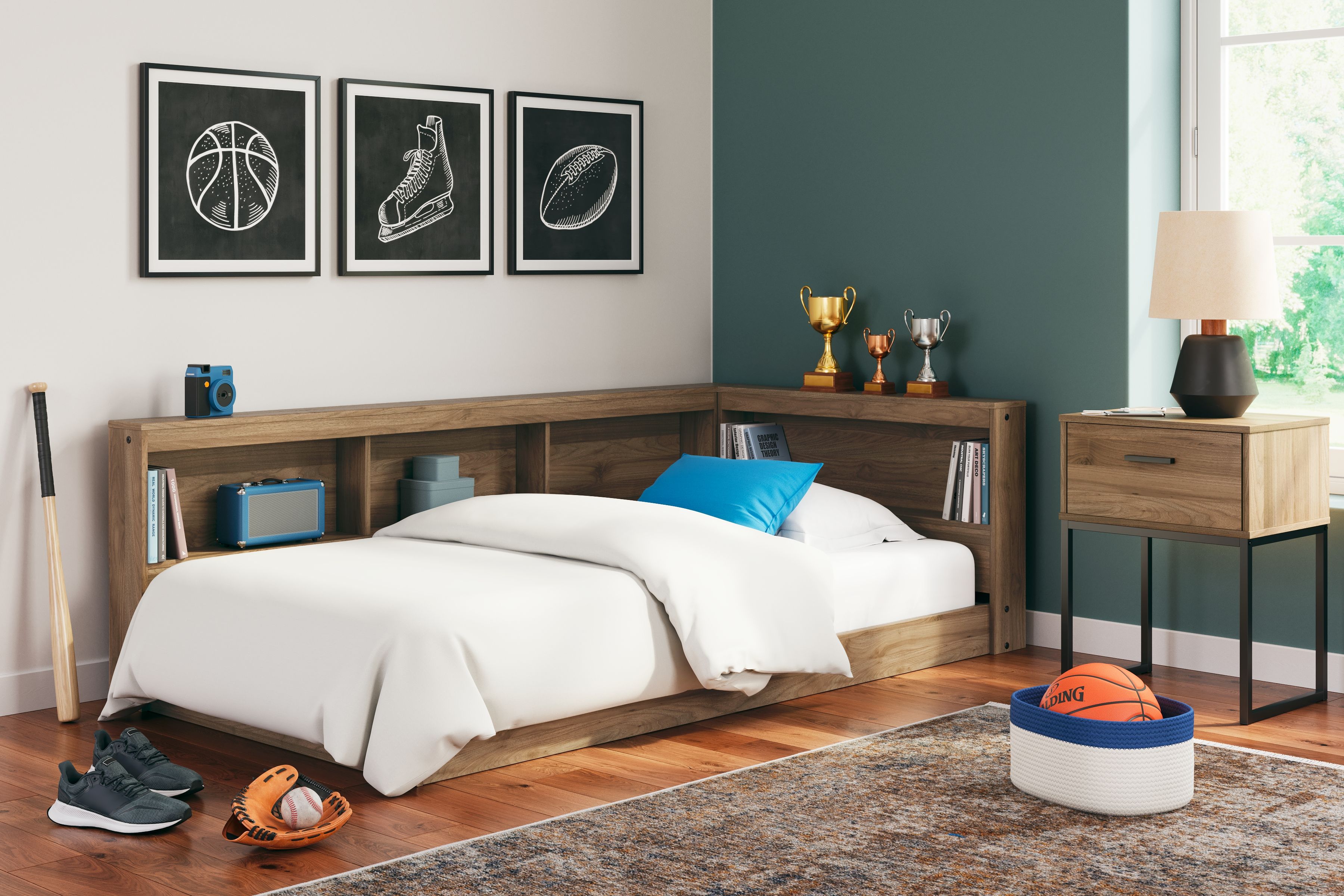 Deanlow - Twin Bookcase Storage Bed - Honey
