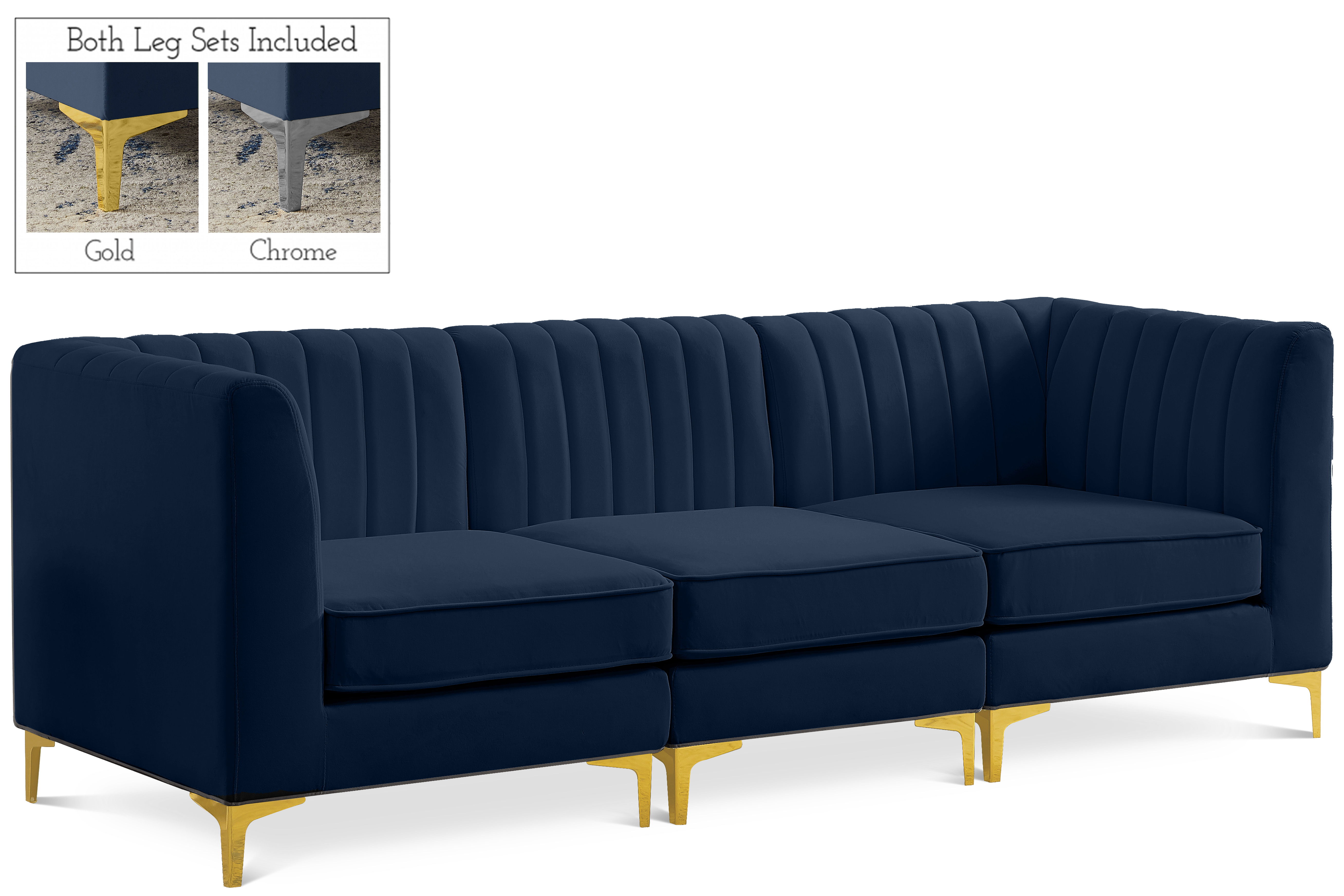 Alina - 3 Piece Modular Sectional - Navy