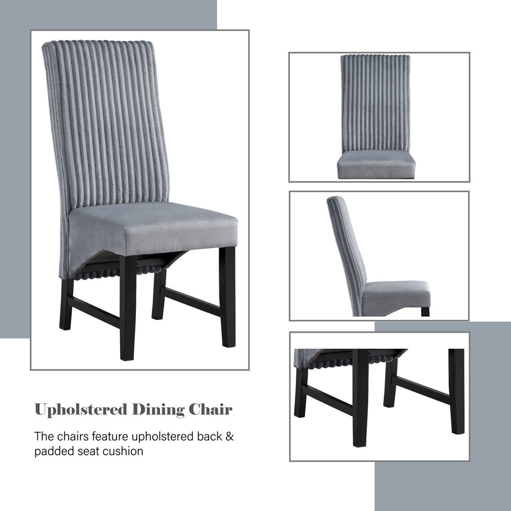 Kini - Side Chair (Set of 2) - Gray Corduroy & Black, gray, view 5
