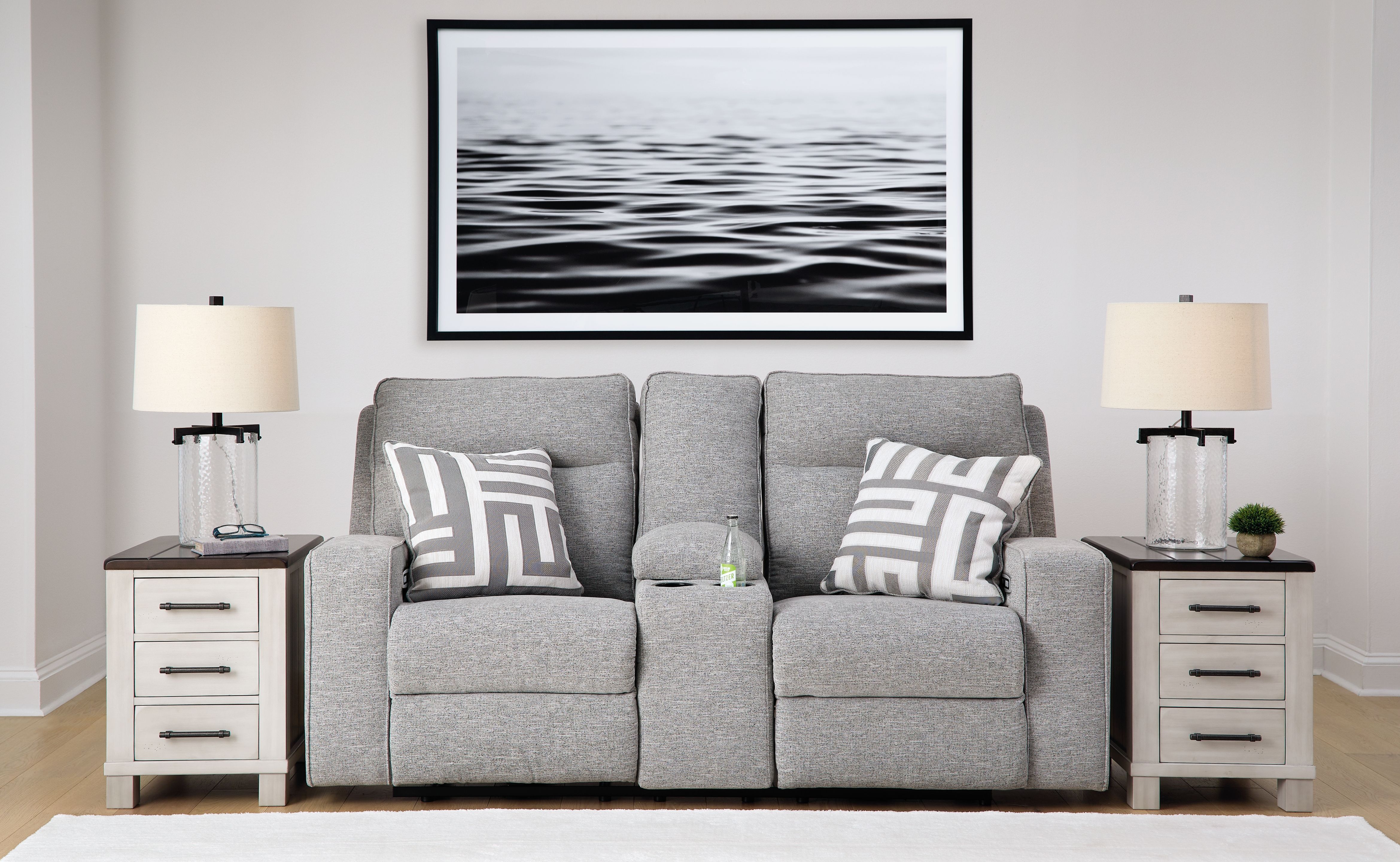 Ashley Furniture Biscoe - 2 Pc. - Power Reclining Sofa, Power Reclining Loveseat - Pewter - Image 6
