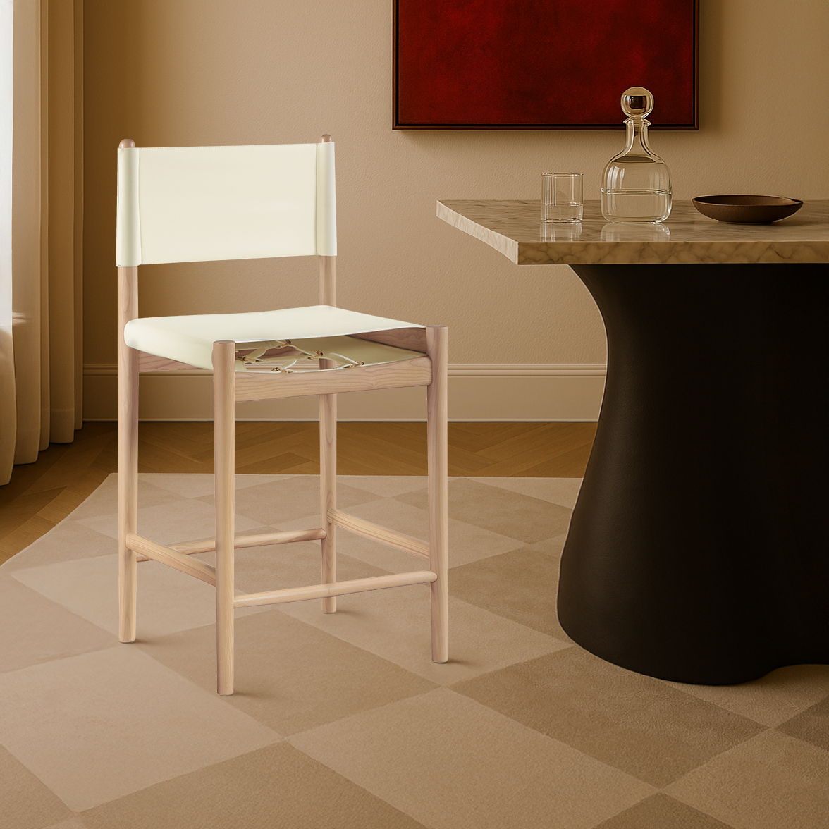 Rawlins - Vegan Leather Counter Stool - Cream