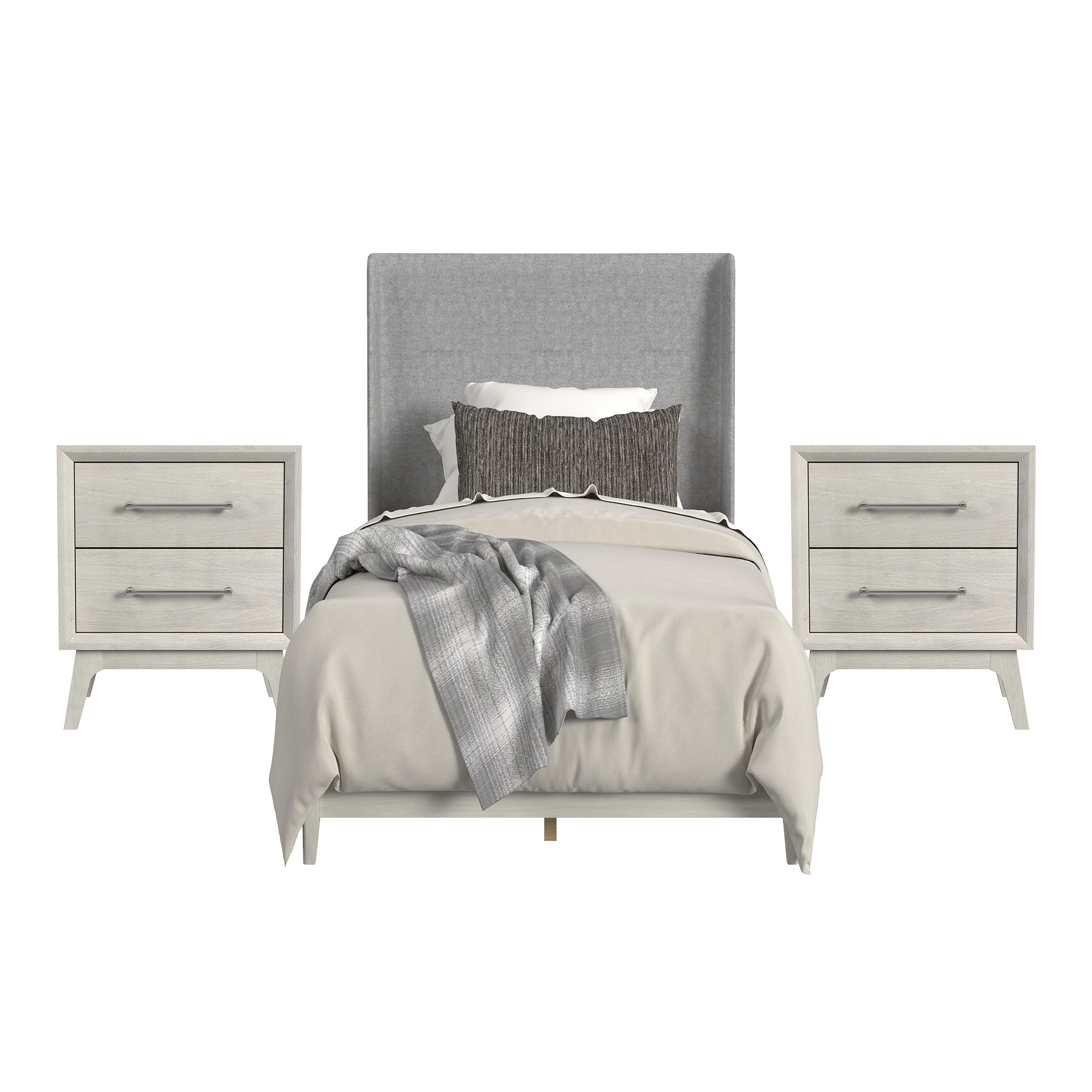 Westland - Twin Upholstery 3 Piece Bedroom Set - Almond
