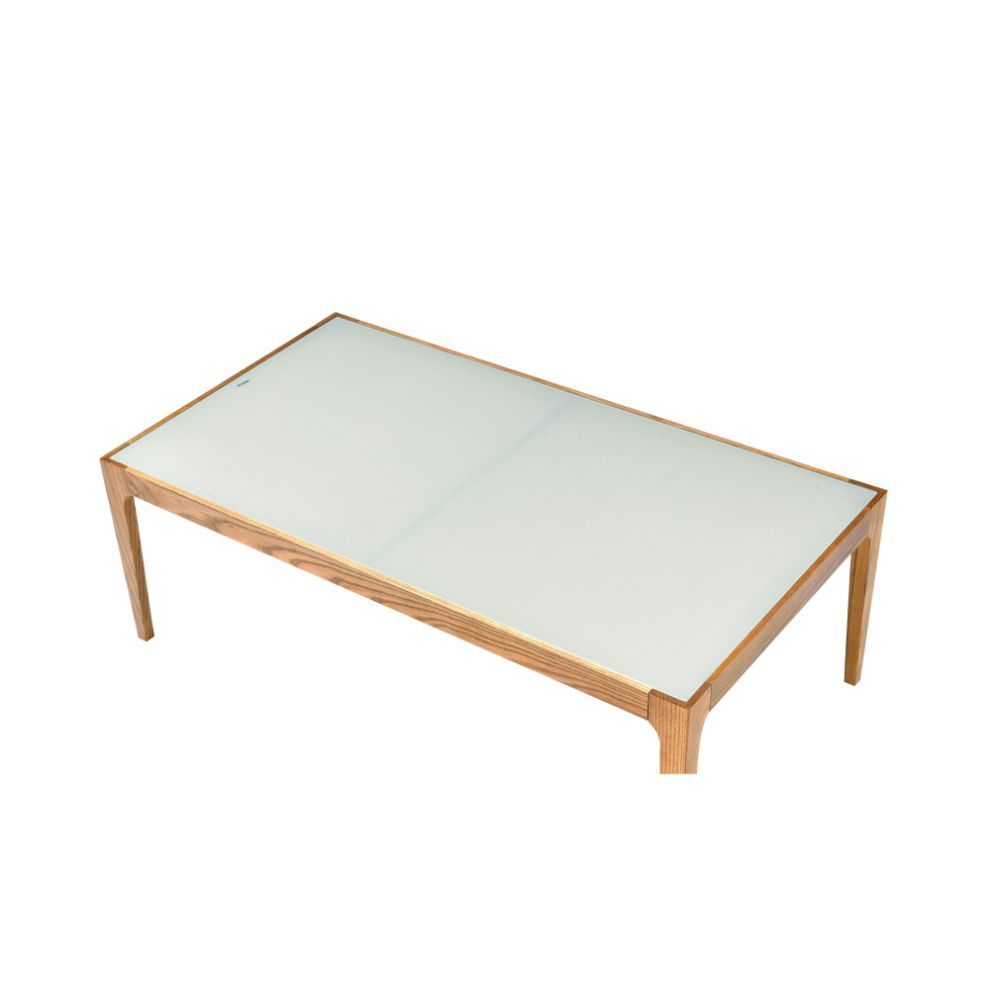 Gwynn - Coffee Table - Frosted Glass & Natural, beige, view 2