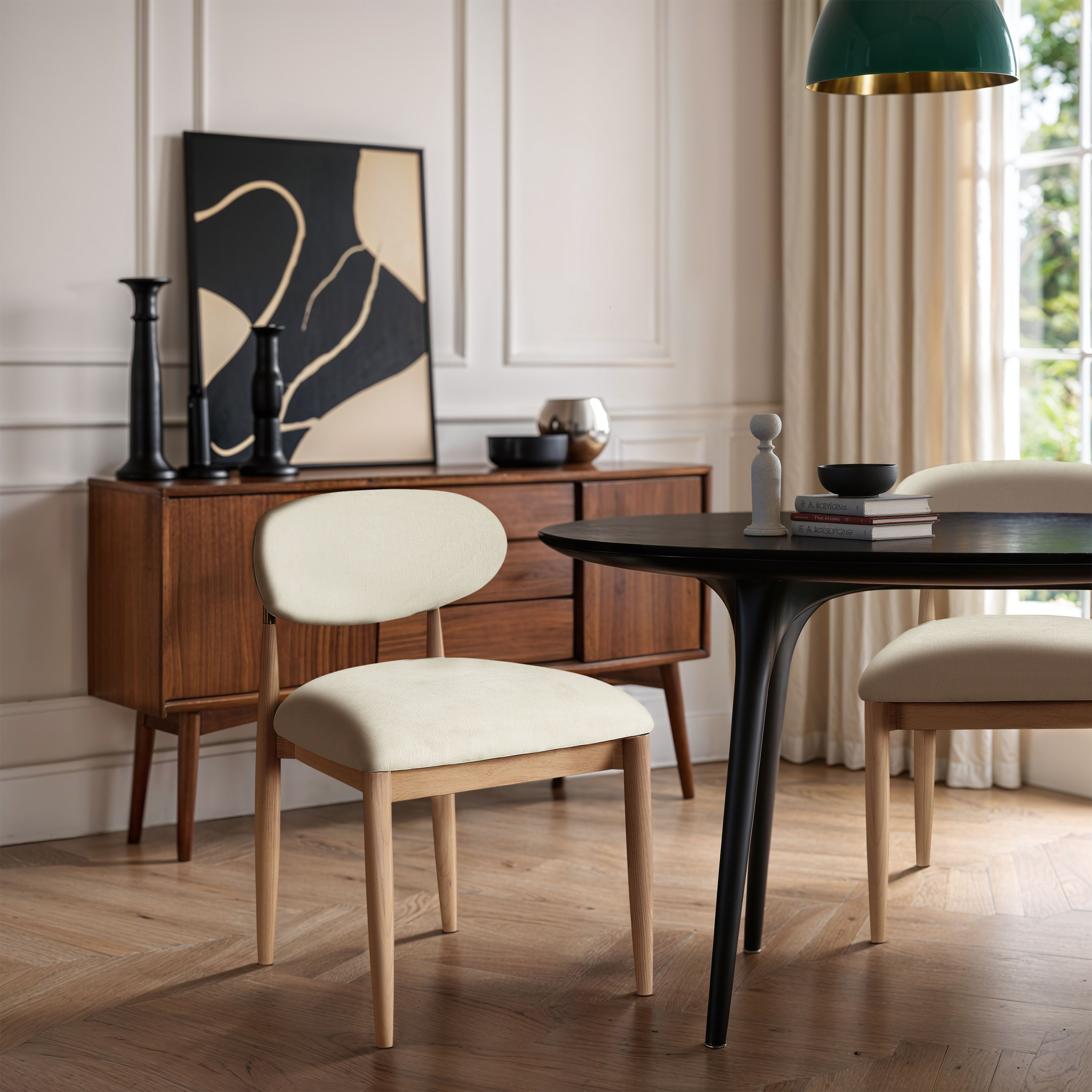 Riccio - Performance Fabric Dining Side Chair (Set of 2) - Cream