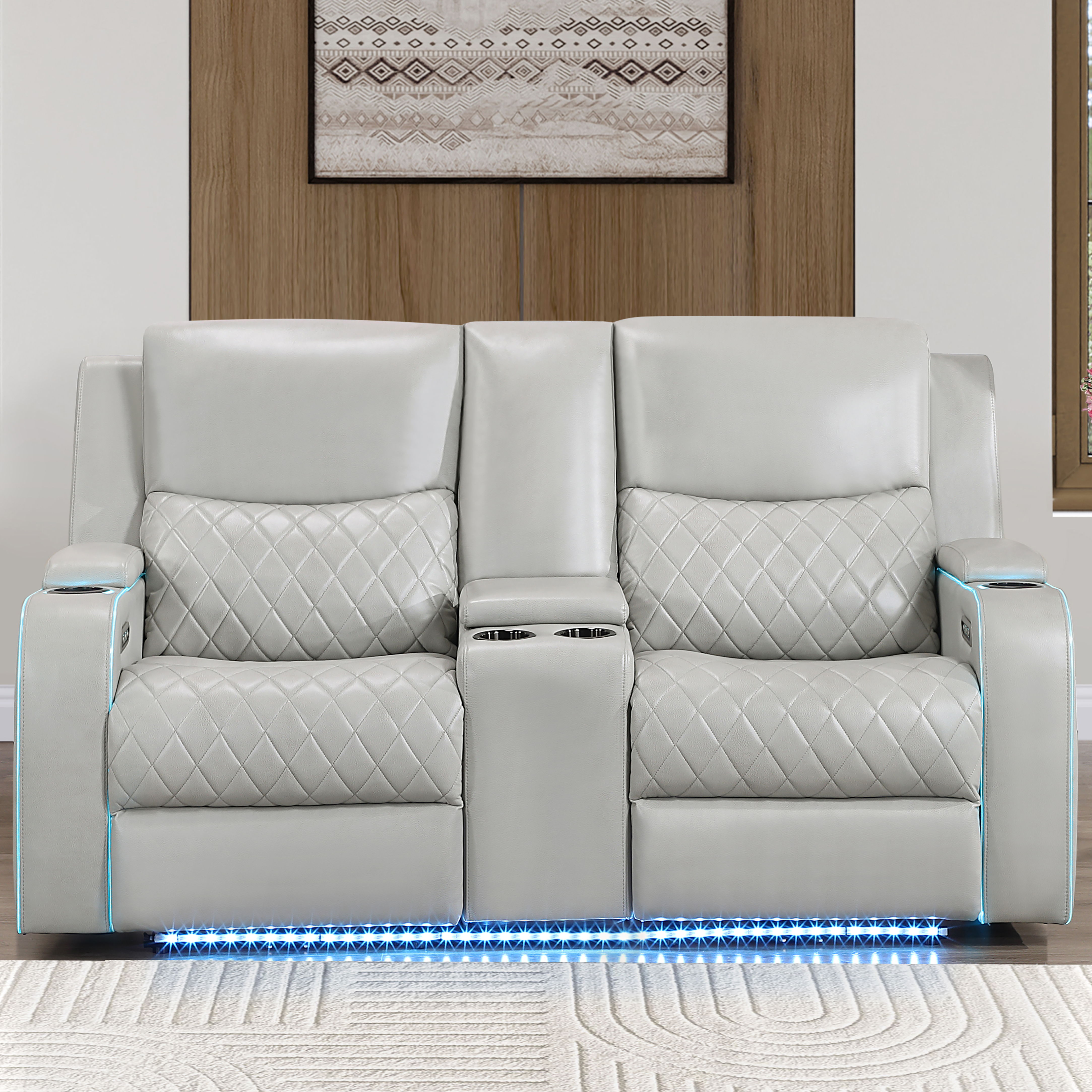 Luna - Power Console Loveseat - Ice