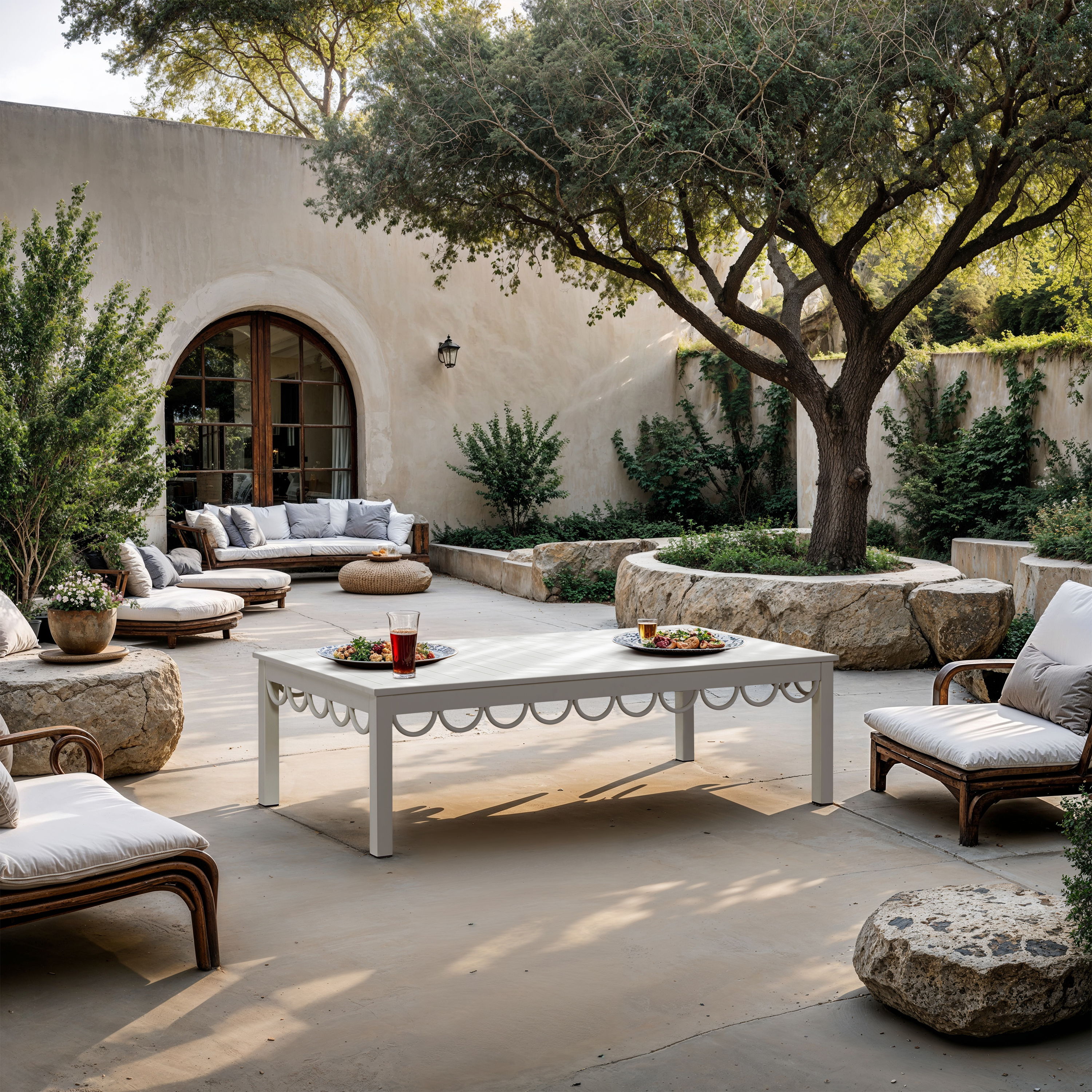Portofino - Aluminum Outdoor Patio Coffee Table - White