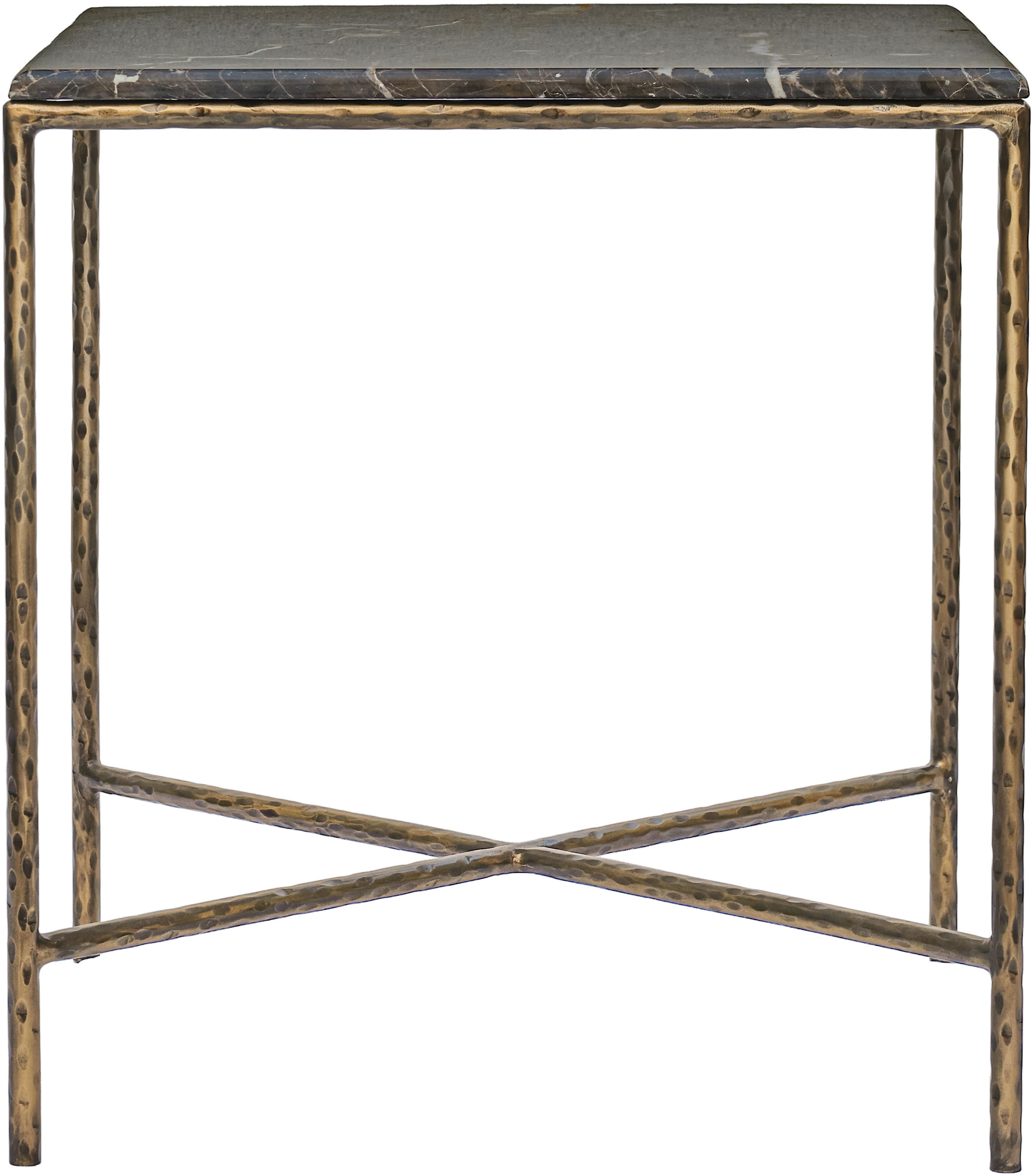Valen - Marble And Iron End Table - Brown