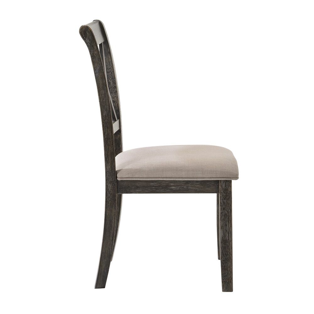 Claudia II - Side Chair (Set of 2) - Beige Fabric & Weathered Gray, dark gray, view 4