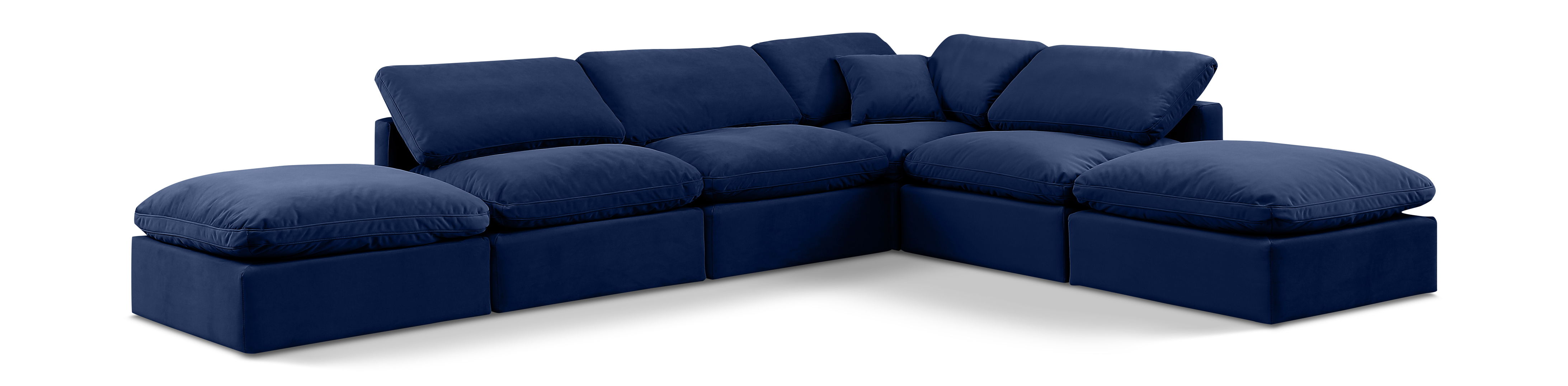 Indulge - Velvet 6 Piece Modular Armless Sectional - Blue