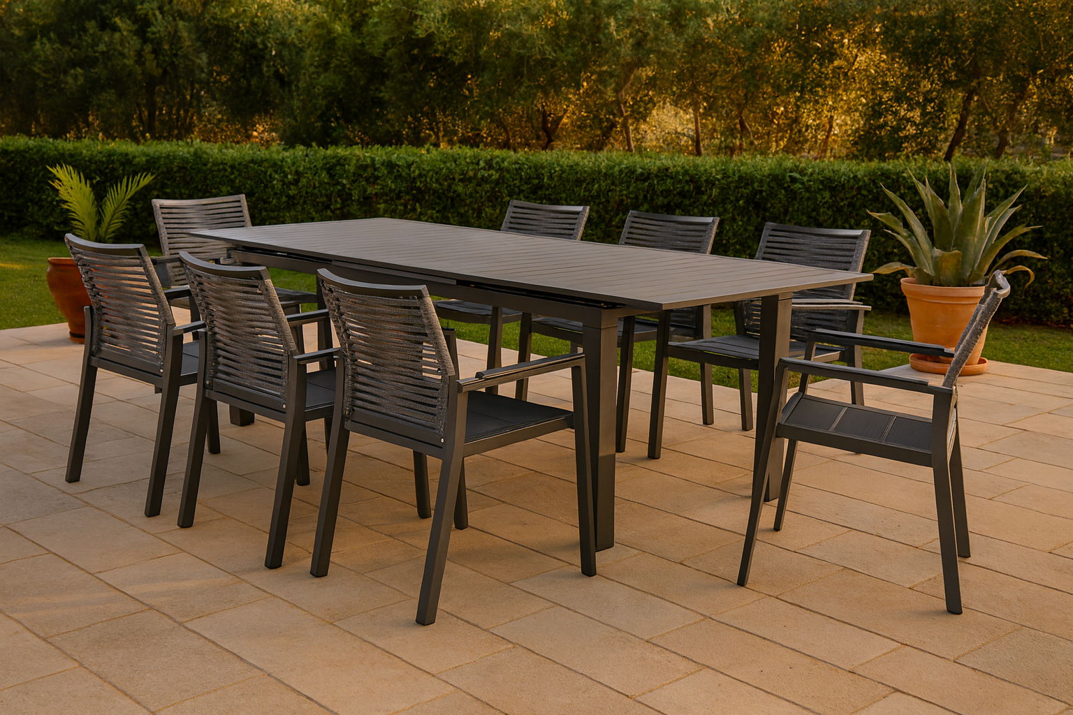 Maldives - Rope Outdoor Patio Dining Arm Chair (Set of 2) - Gray