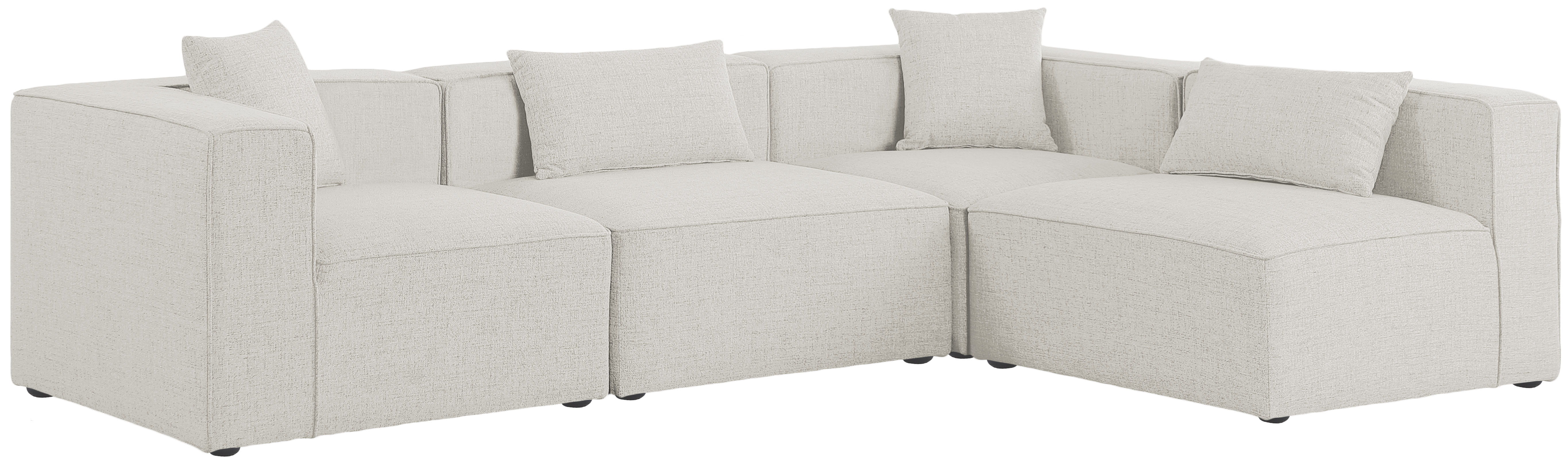 Cube - Linen 4 Piece Modular Corner Sectional - Cream