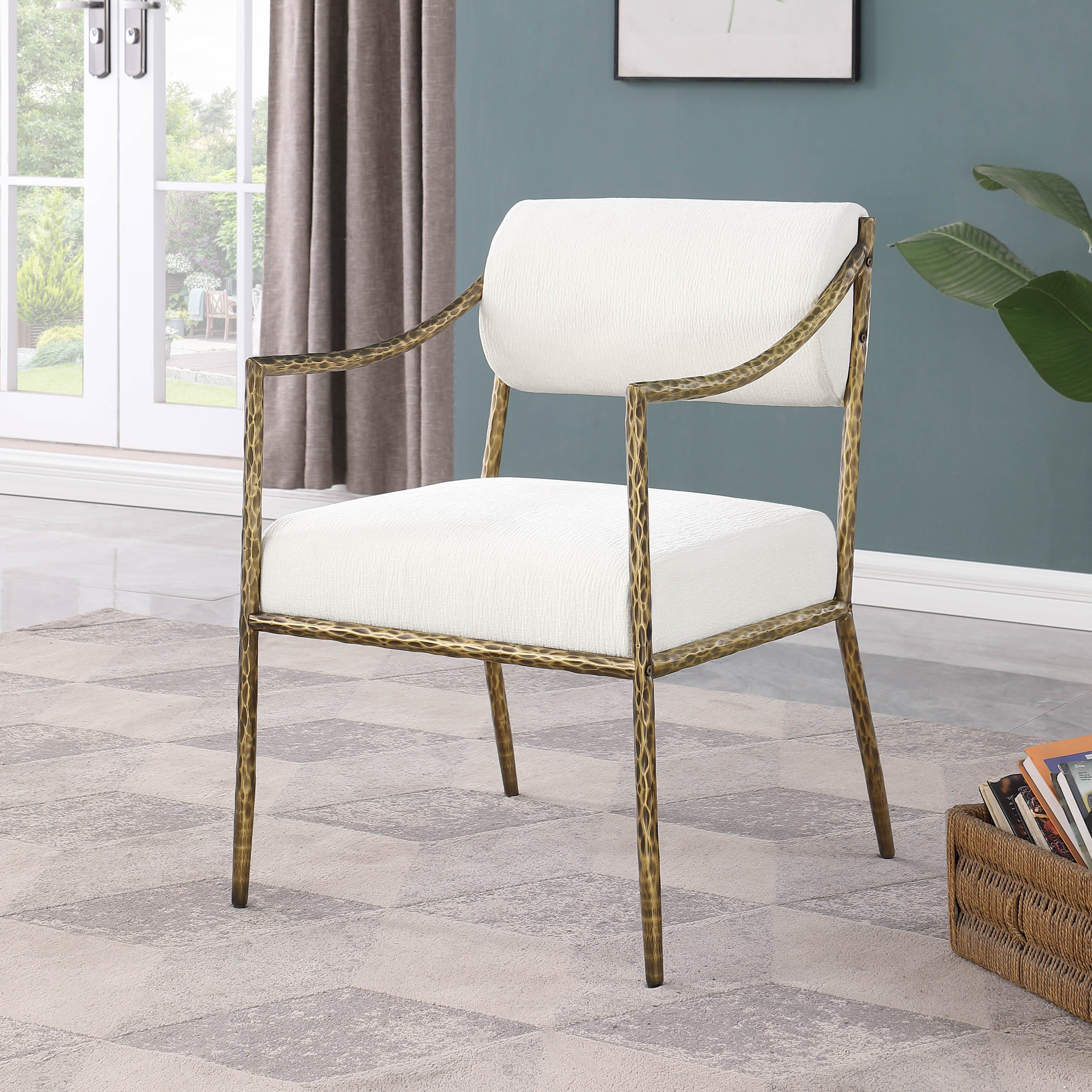 Bastille - Upholstered Dining Arm Chair (Set of 2) - Cream / Brass
