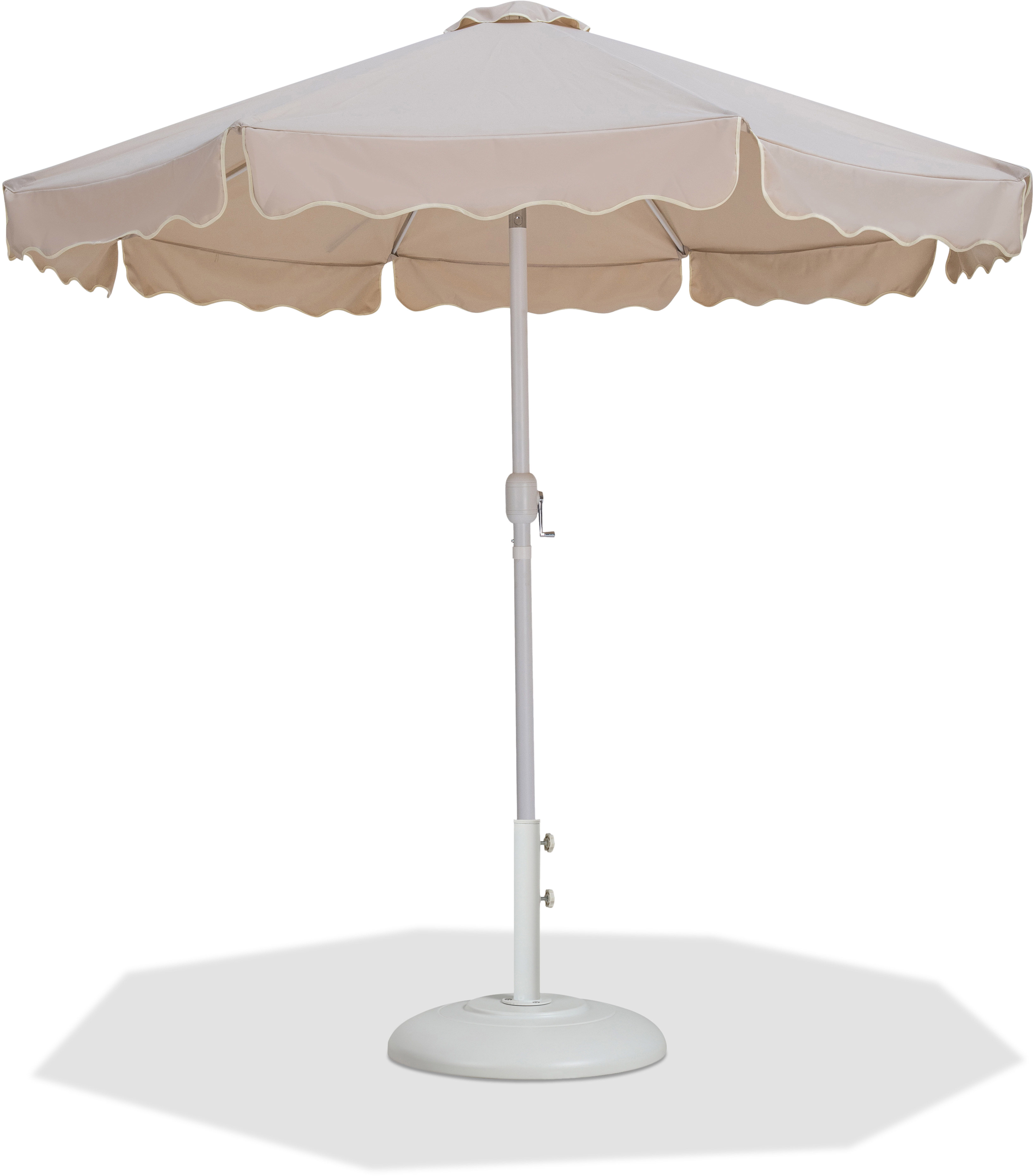 Amalfi - With Cream Piping Aluminum Patio Umbrella With White Base / White Pole - Beige