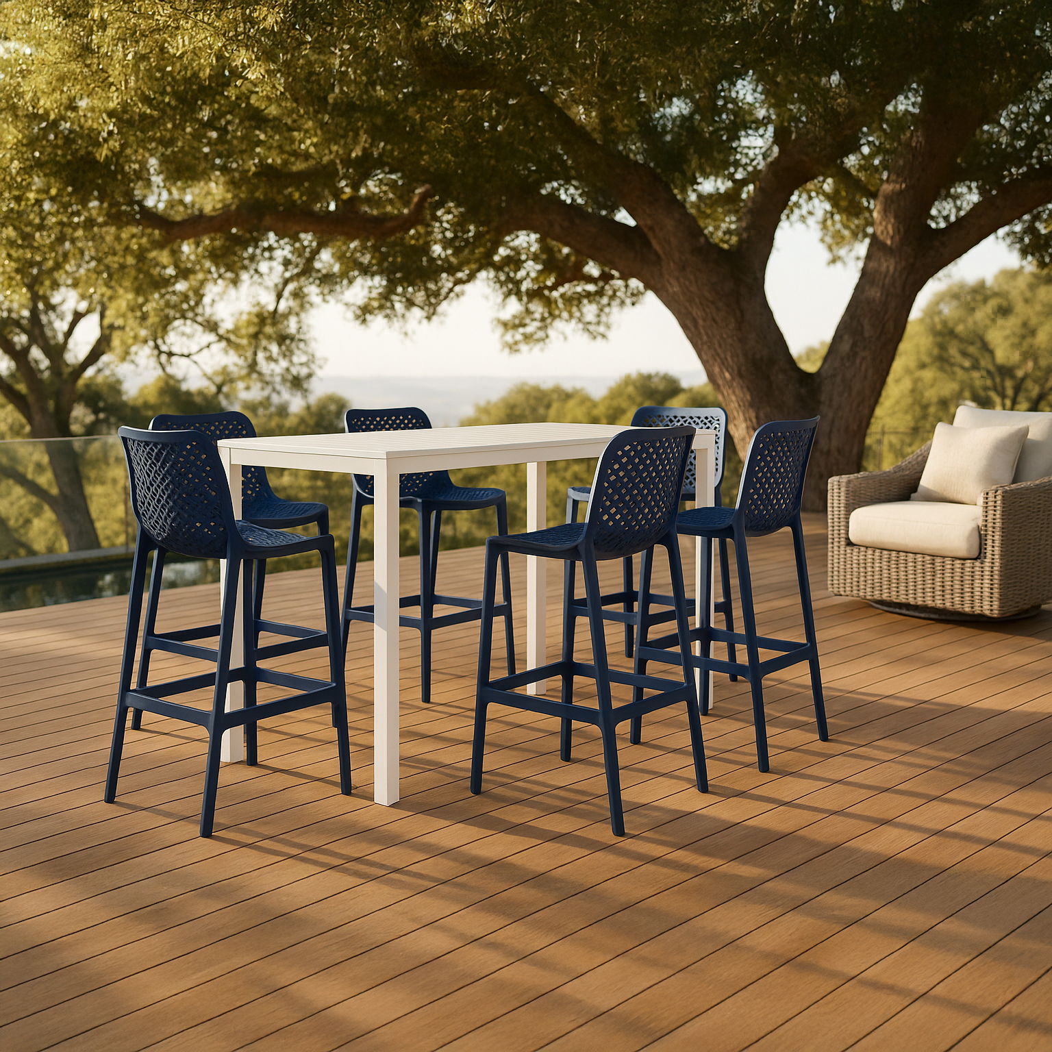 Mykonos - Outdoor Patio Stool (Set of 4) - Navy