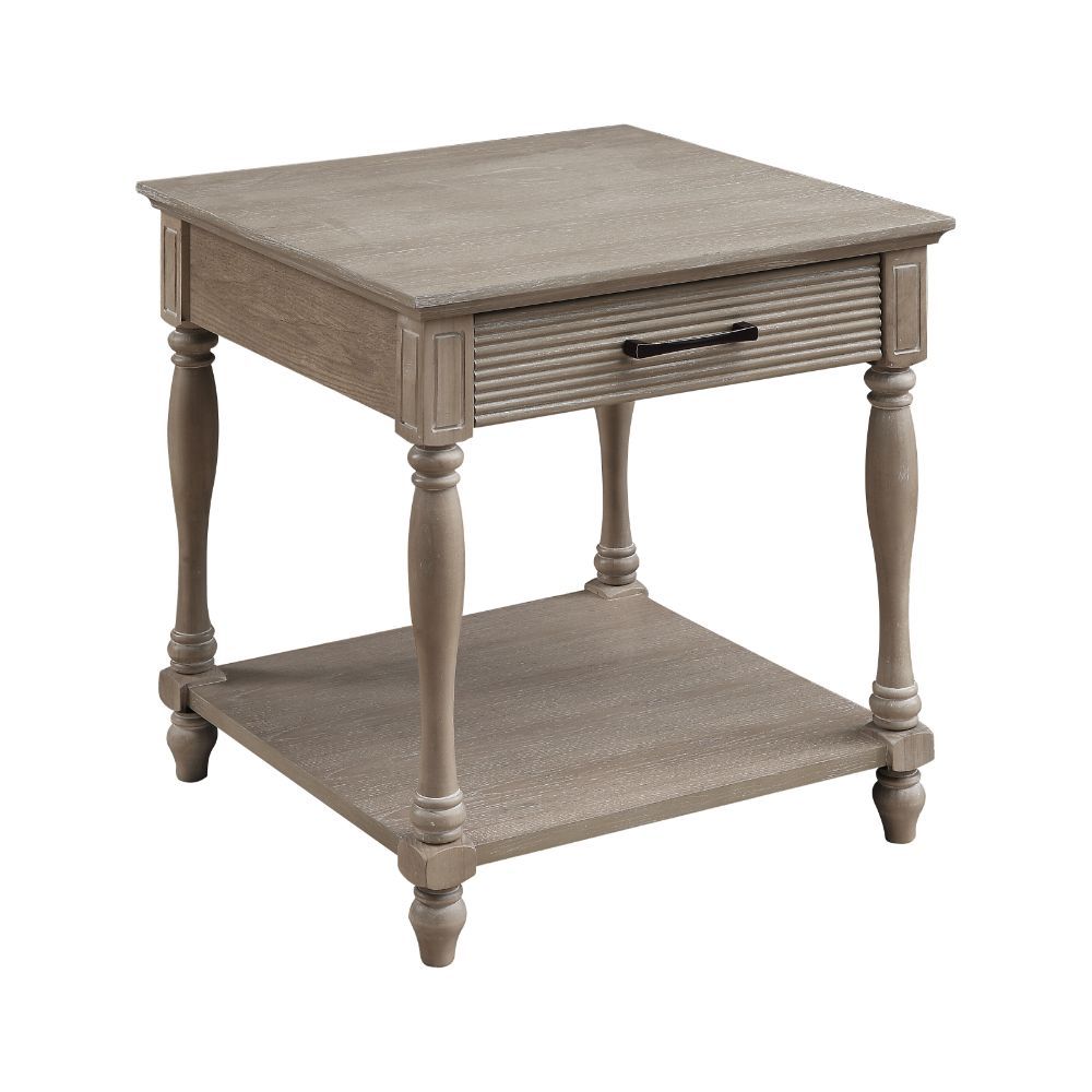 Ariolo - End Table - Weathered Oak, beige