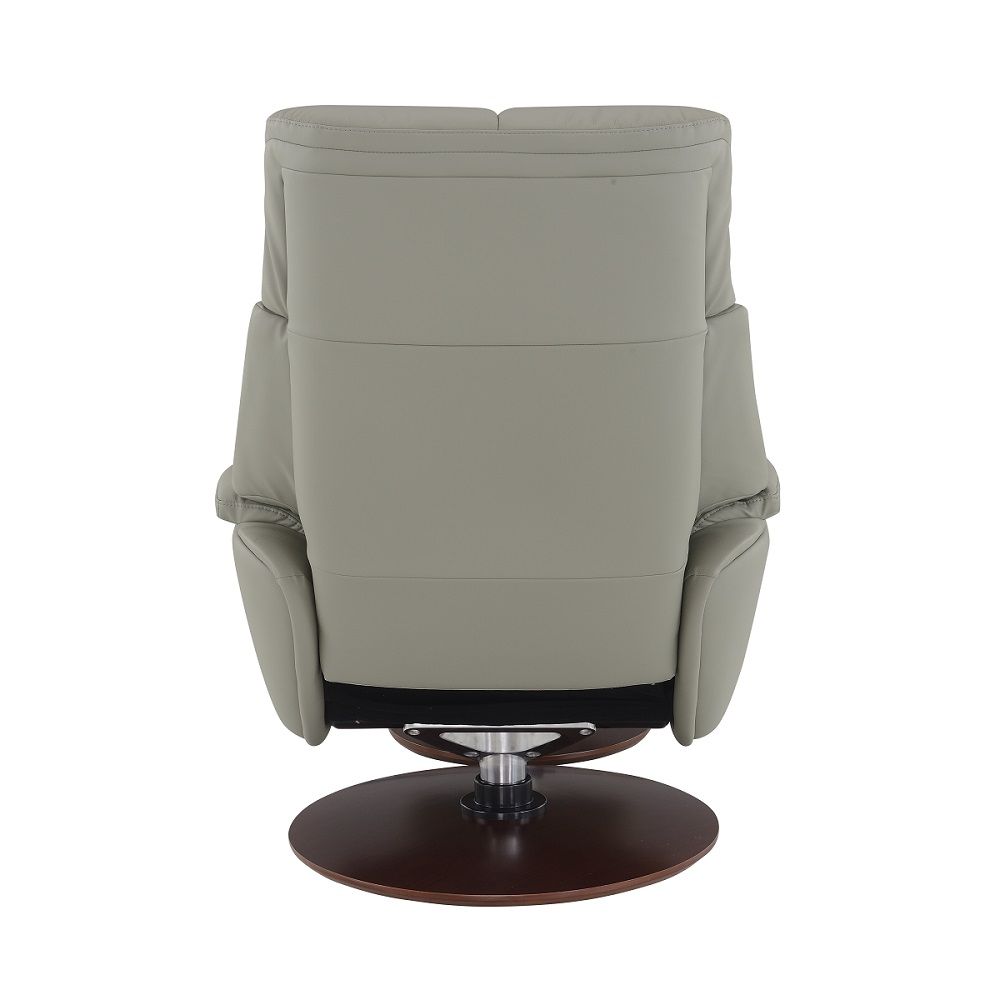Kandoro - Motion Accent Chair With Swivel & Ottoman - Gray Leather & Brown Base, gray, view 3