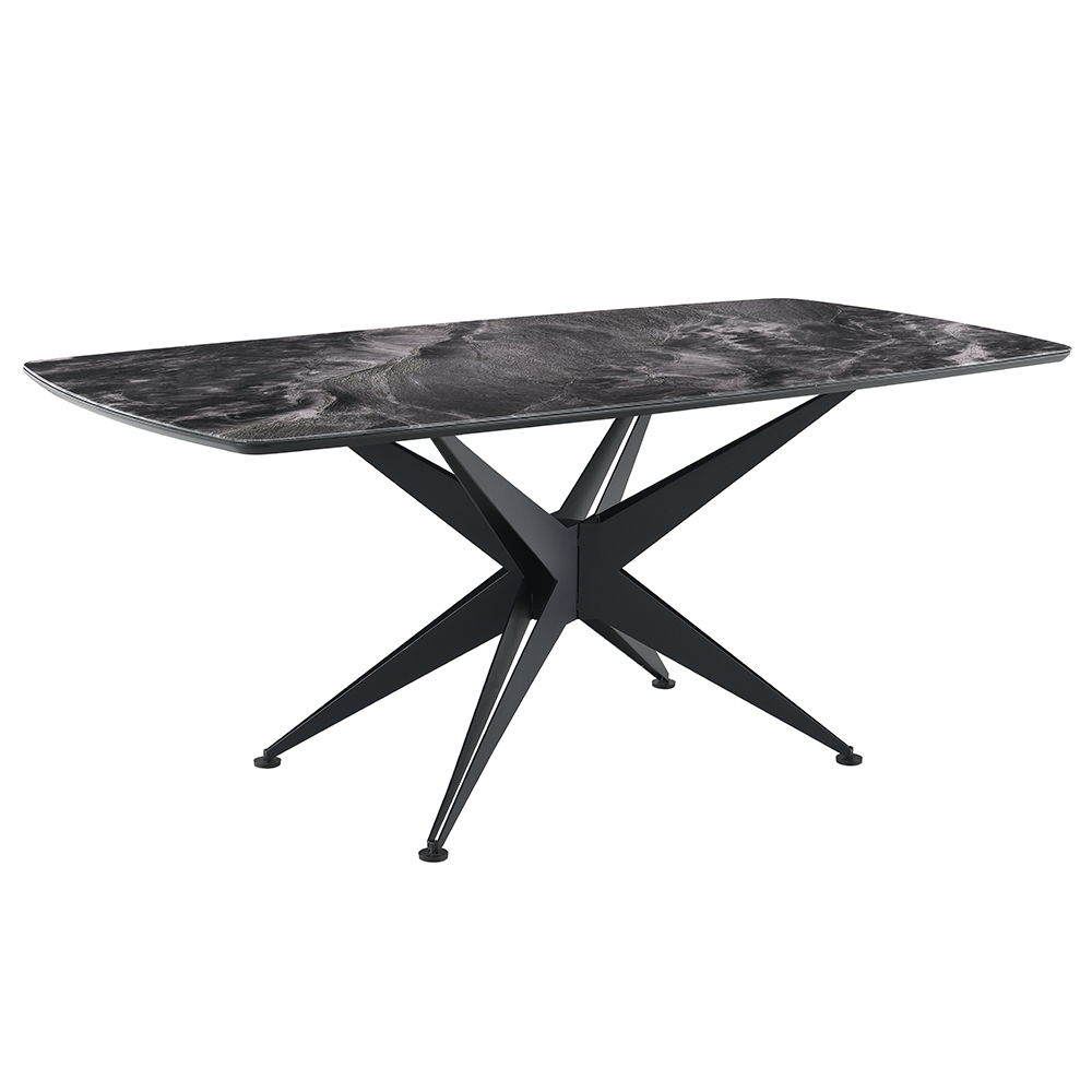 Klaus - Dining Table - Crystal Tempered Glass Top & Black Finish, black, view 2