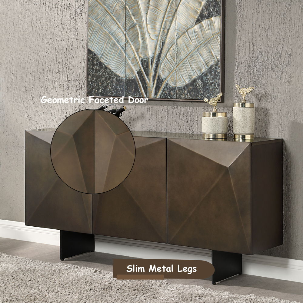 Malika - Ceramic Top Server - Copper Cross Brushed, dark brown, view 5