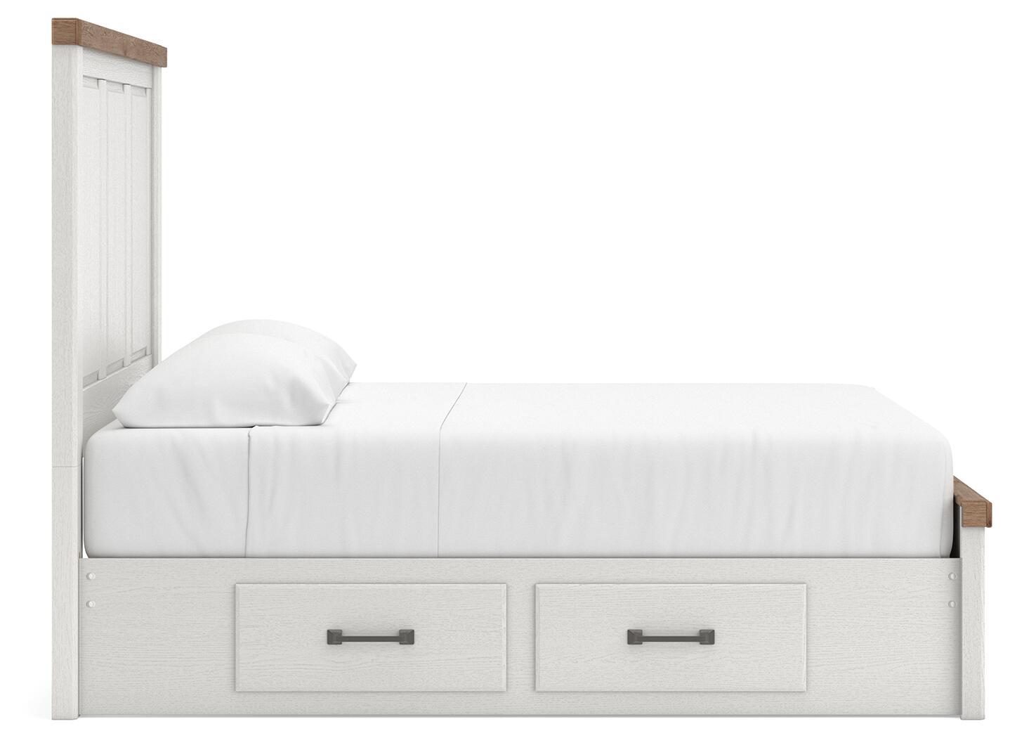 Ashley Furniture Savonport - Queen Panel Storage Bed With Storage Footboard And 2 Under Bed Storage Units - White / Brown - Image 6