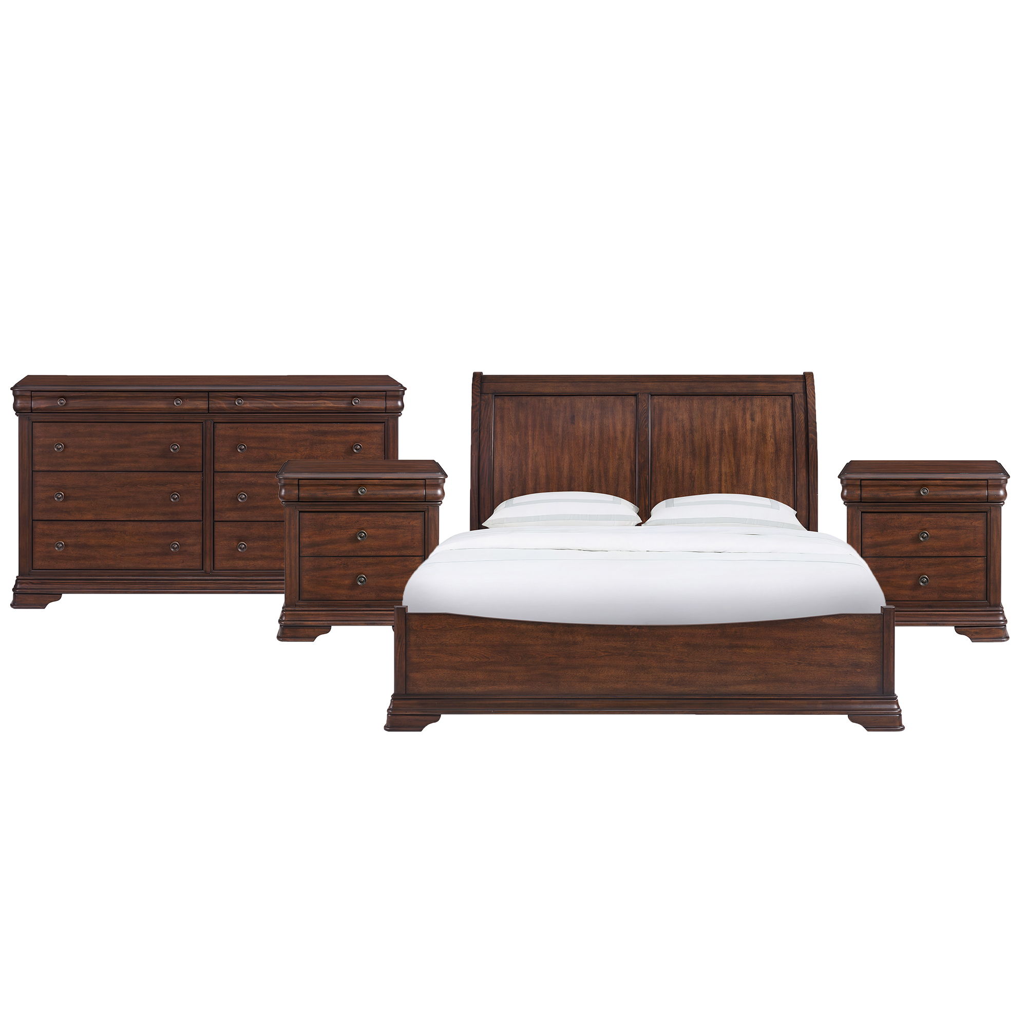 King · 4 Pc · Bedroom Set With 2 Nightstands & Dresser