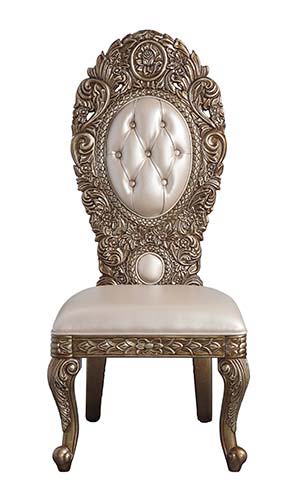 Constantine - Side Chair (Set of 2) - Synthetic Leather , Brown & Gold, dark brown, view 6