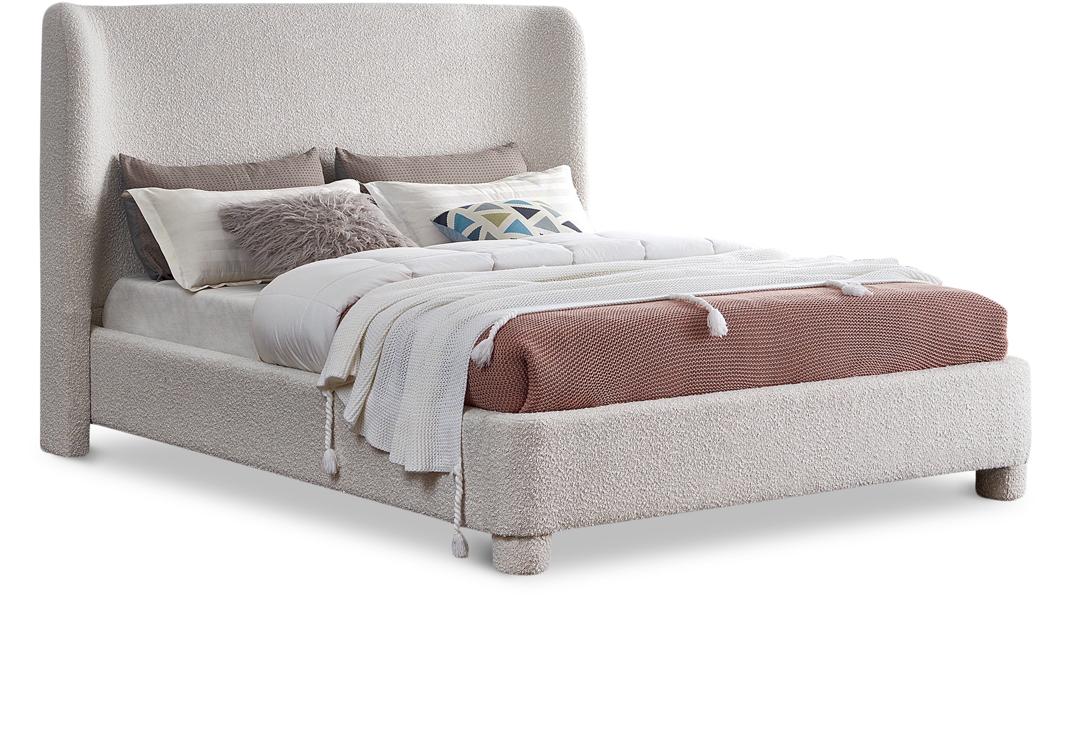 Penny - Boucle Fabric Full Bed - Cream