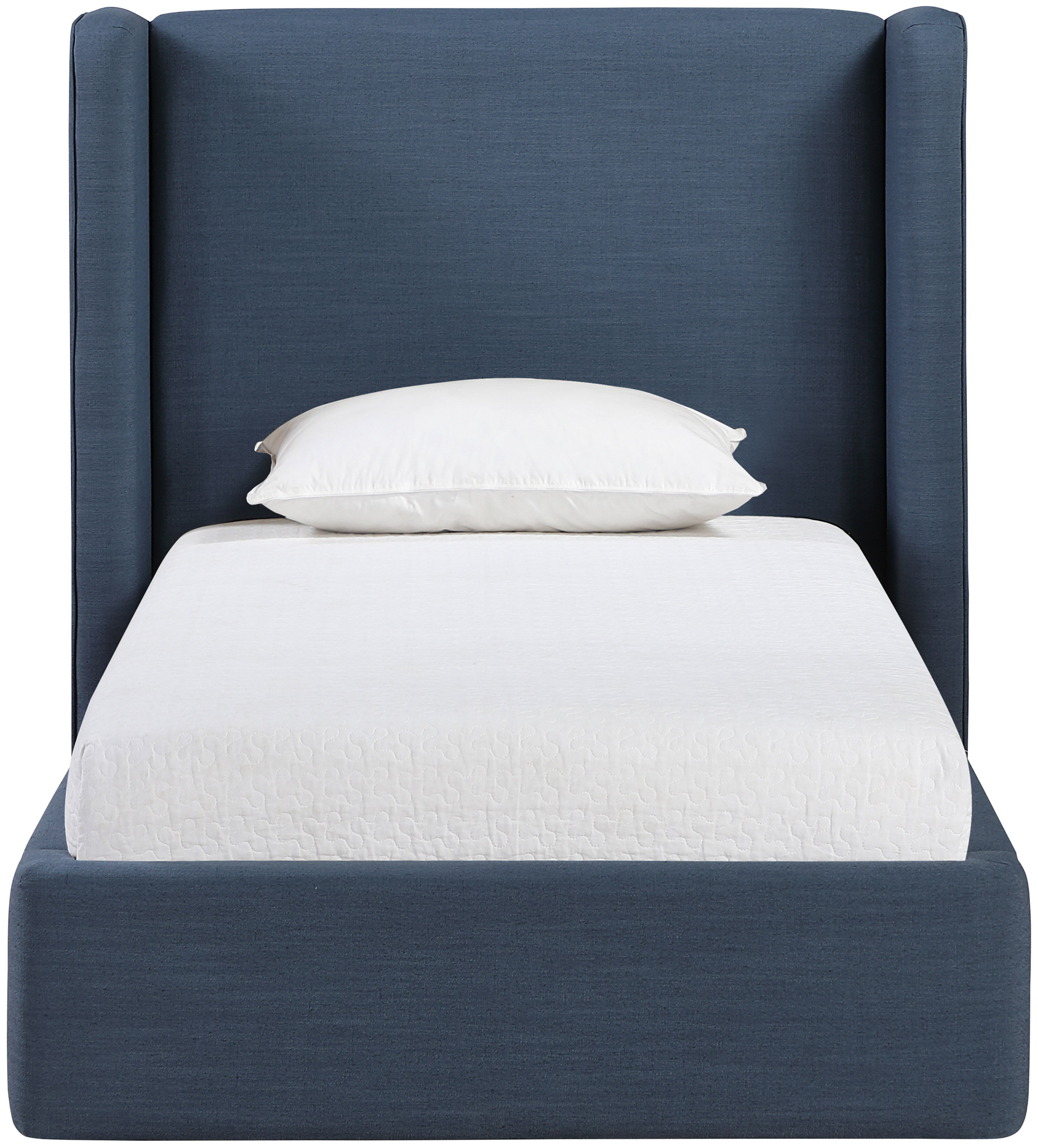Kendall - Linen Textured Fabric Upholstered Twin Bed - Navy
