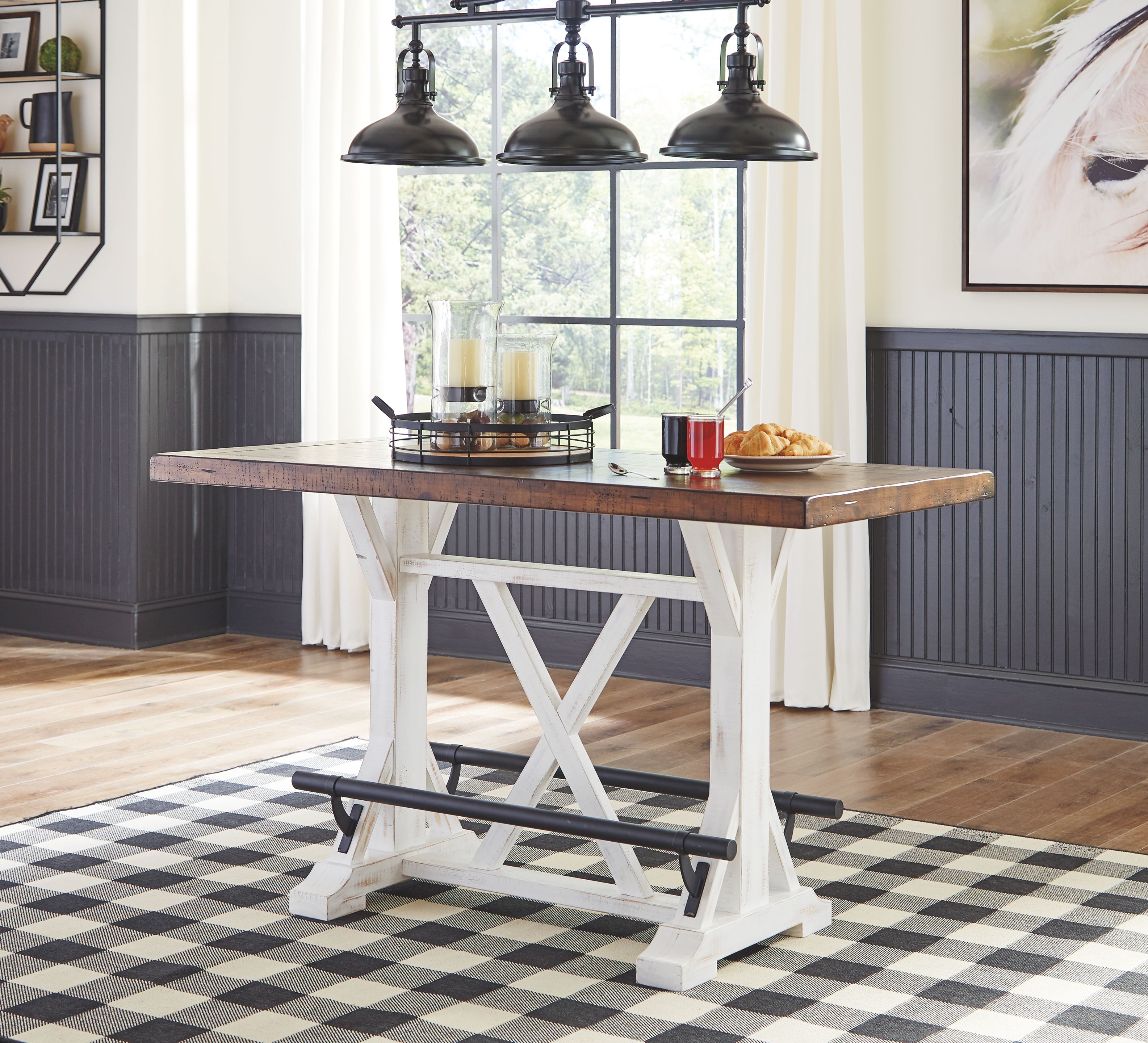 Ashley Furniture Valebeck - Rectangular Dining Room Counter Table - White / Brown - Image 3