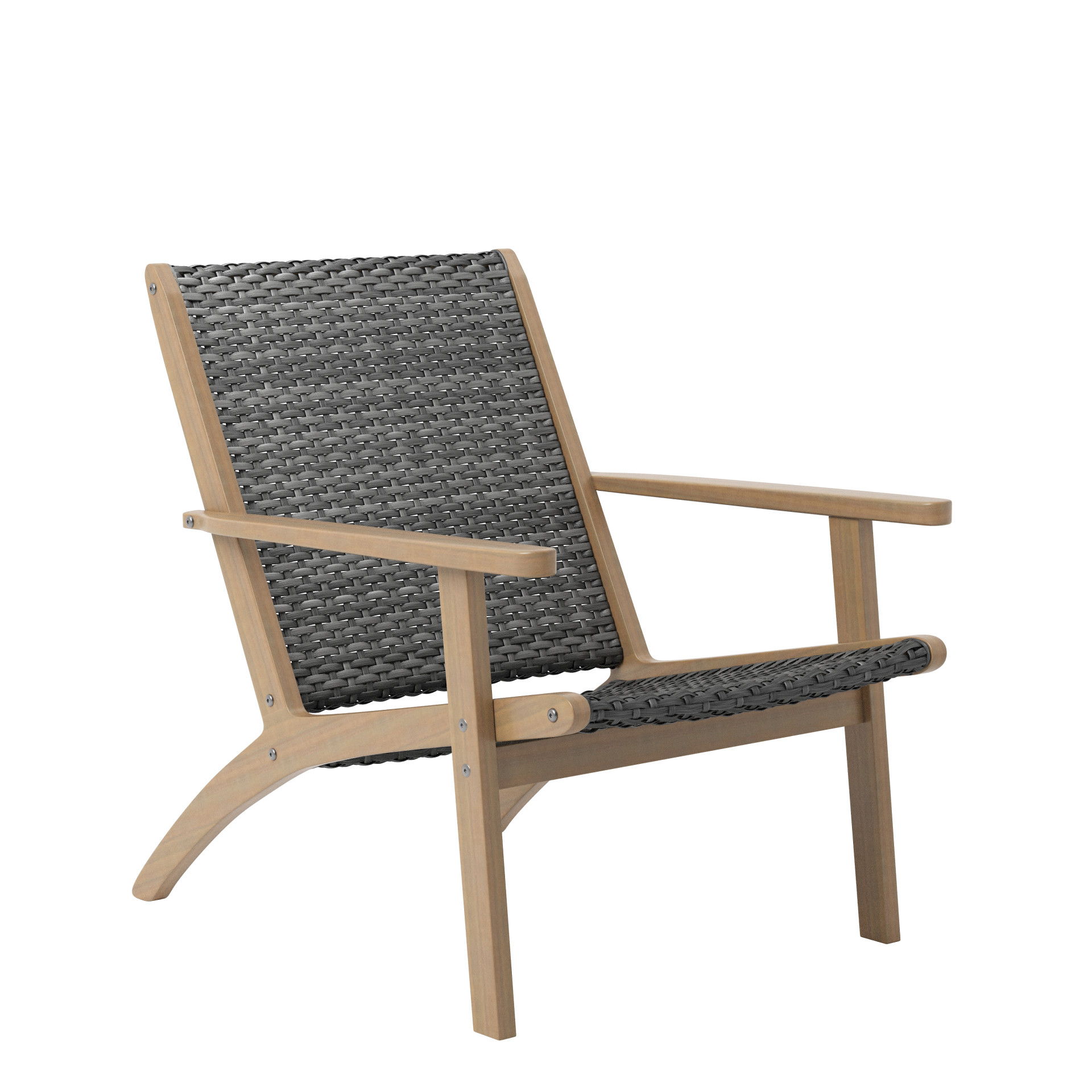 Patio Wood And Wicker Side Chair (Set of 2)
