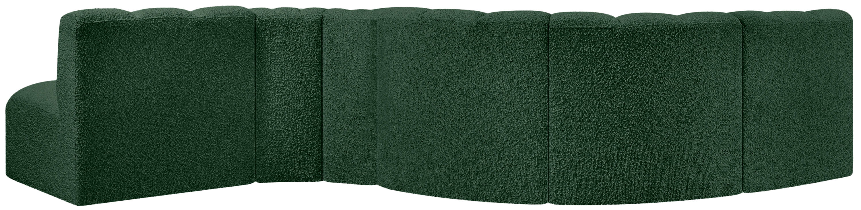 Arc - Boucle Fabric 6 Piece Curved Modular Sofa - Green