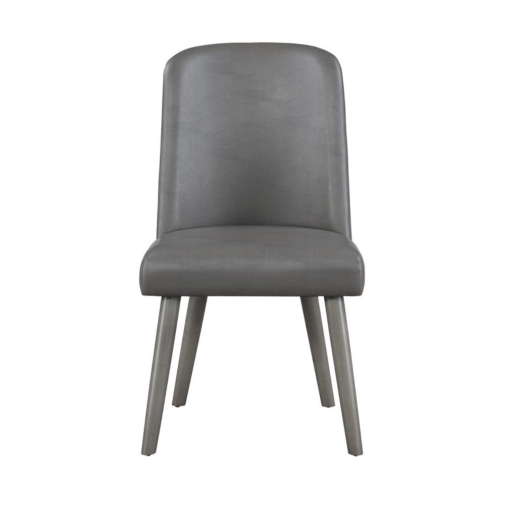 Waylon - Side Chair (Set of 2) - Gray Synthetic Leather & Gray Oak, dark gray, view 2