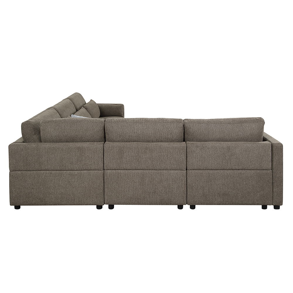 Rylie - Modular Armless Chair With Pillow - Brown Linen, dark brown, view 7