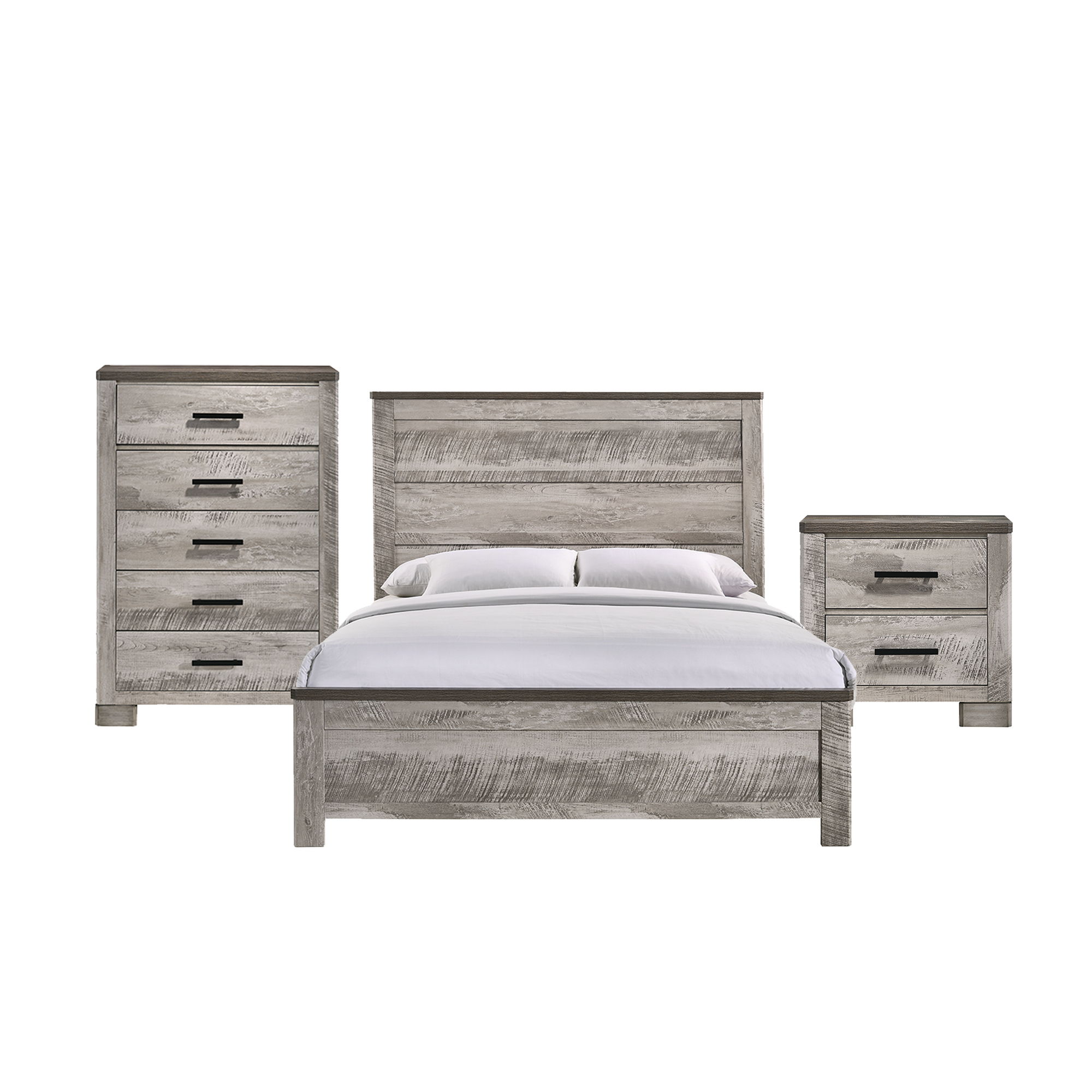 Millers Cove Full 3 Piece Bedroom Set Distressed Gray New Lots