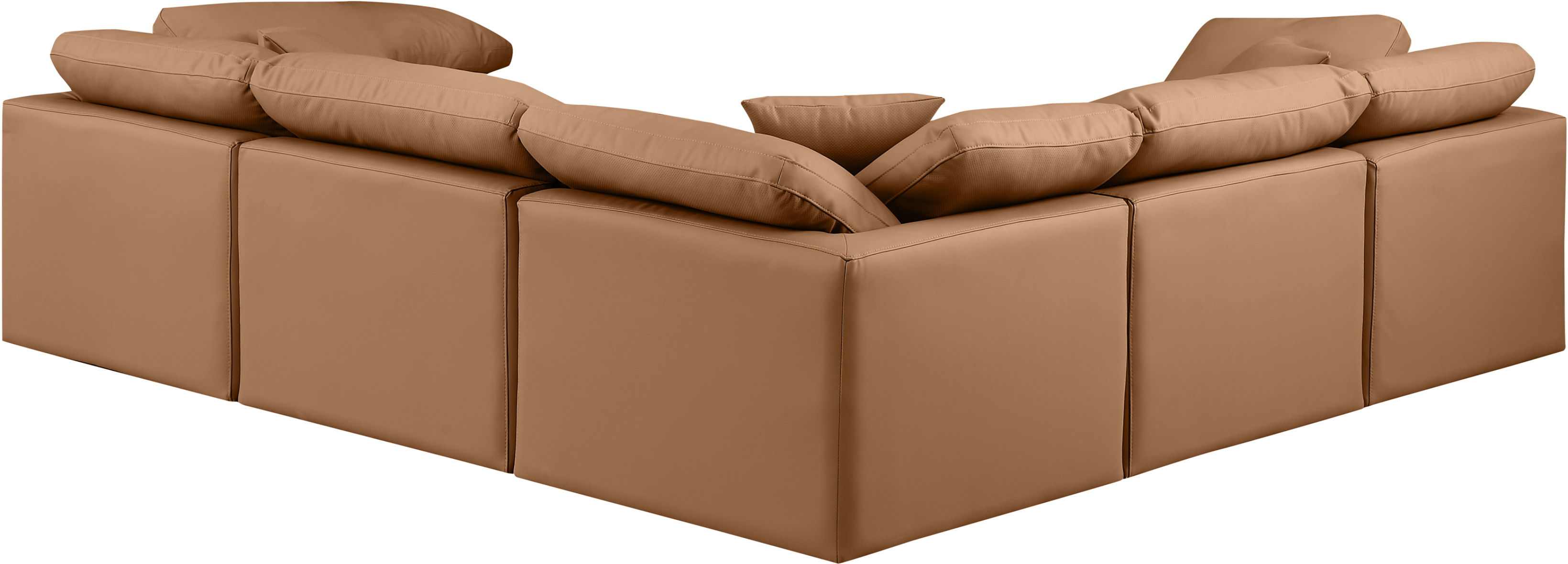 Indulge - Faux Leather 5 Piece Modular Corner Sectional - Cognac