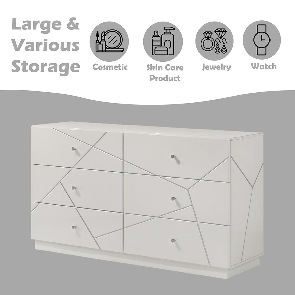 Esther - Dresser - White / Silver, white, view 7