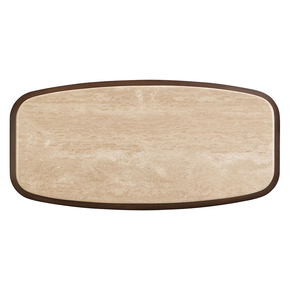 Kasha - Coffee Table - Travertine Top & Walnut, dark brown, view 3