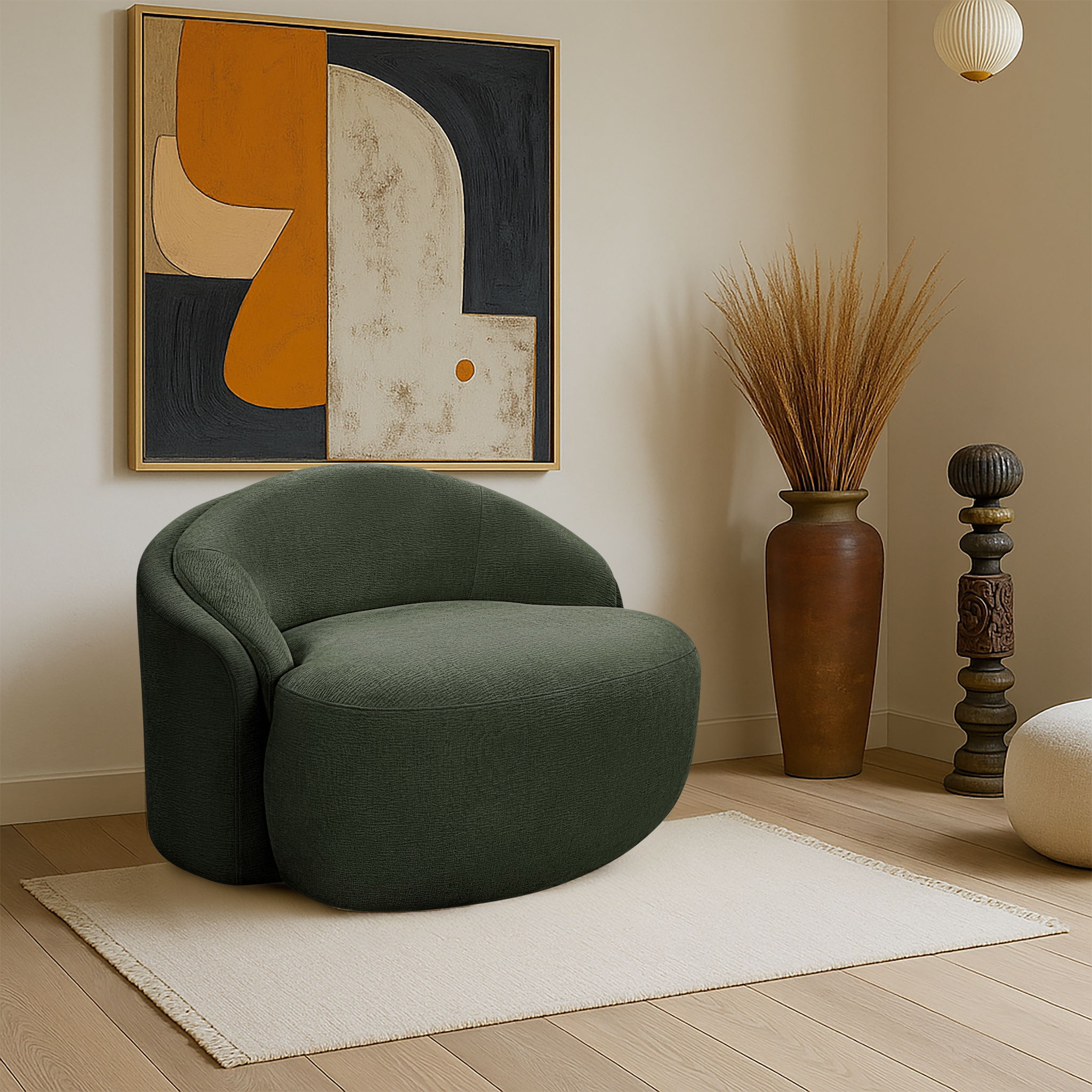 Caspian - Chenille Fabric Upholstered Chair - Green