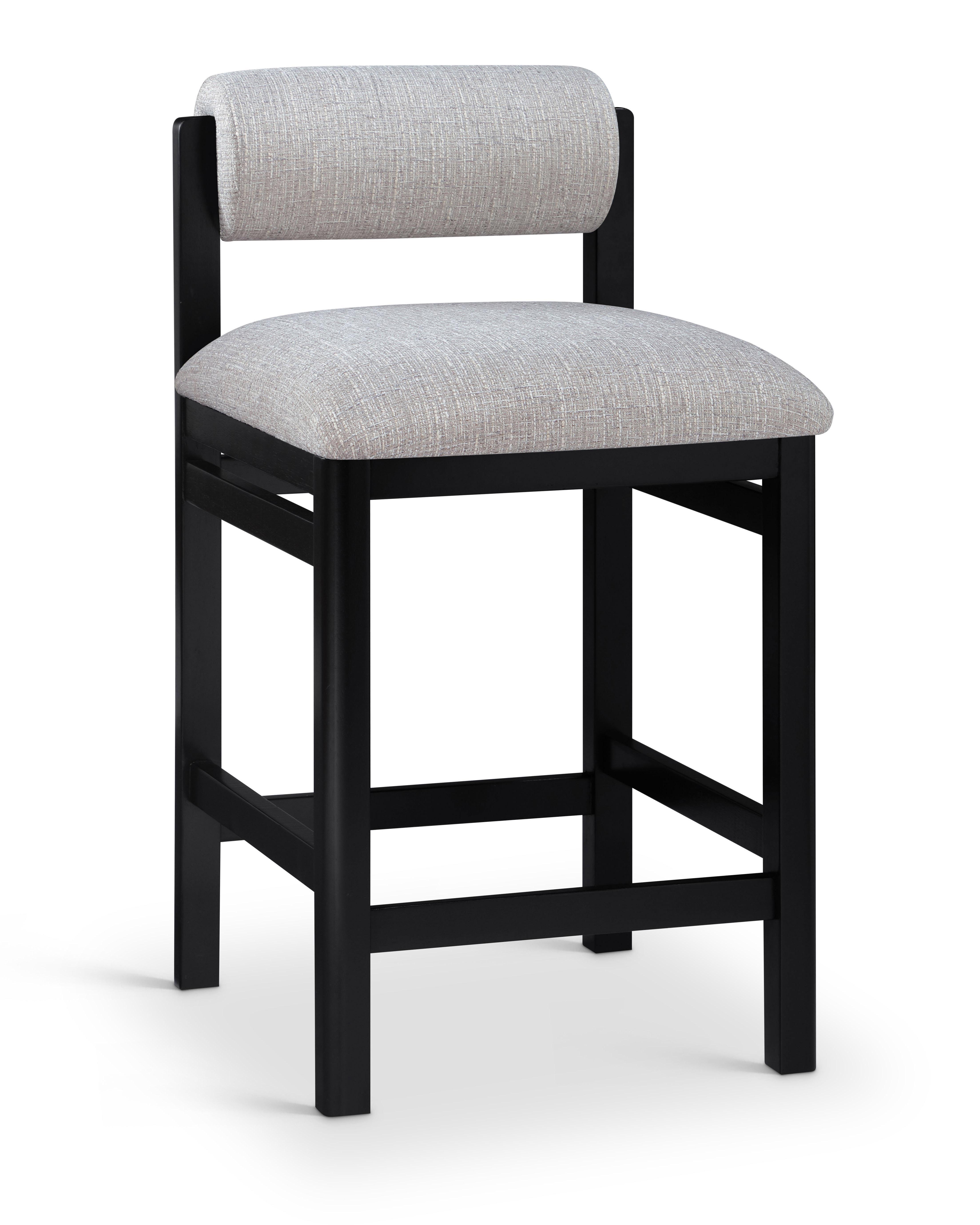 Roundhill - Linen Textured Fabric Upholstered Counter Stool - Gray