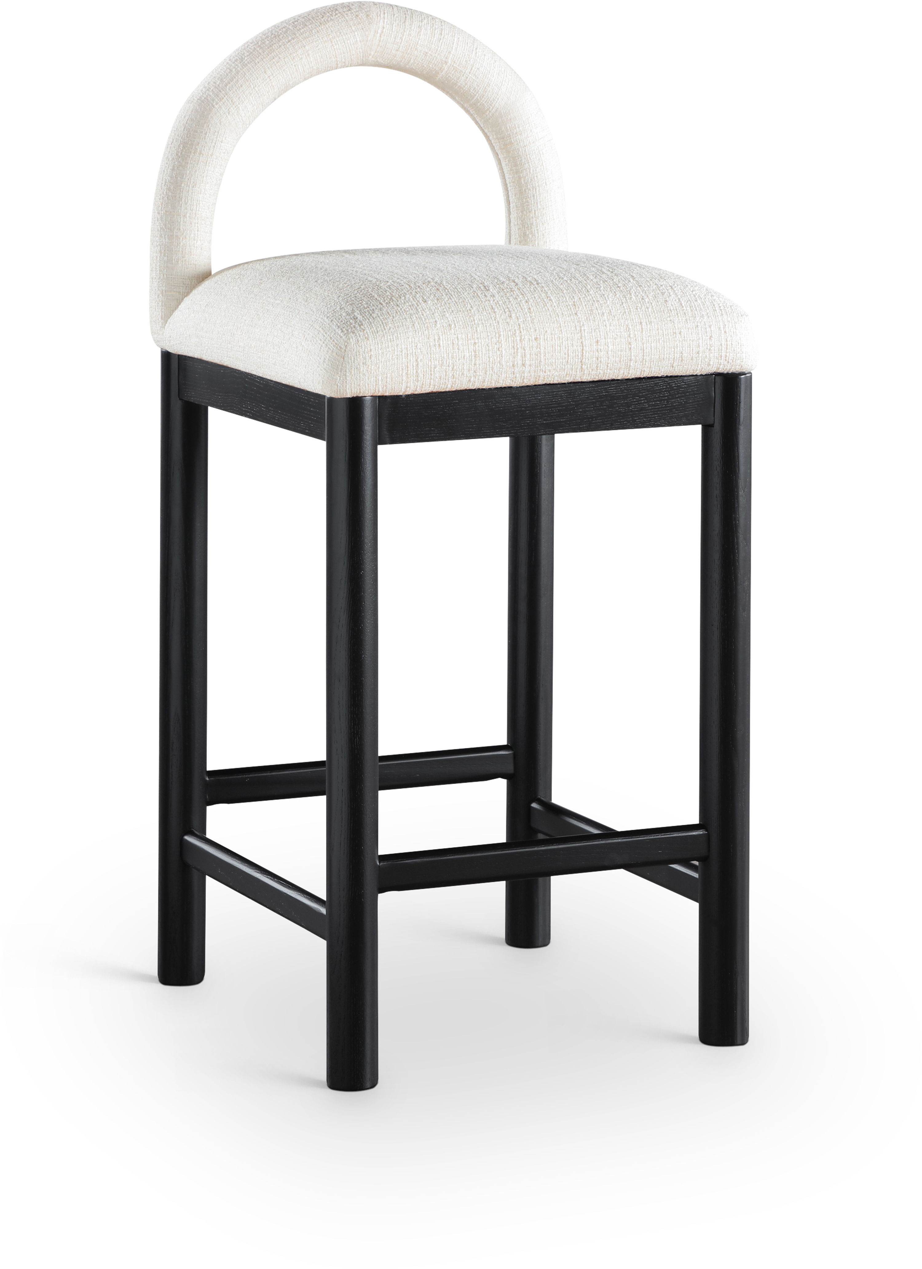 Conrad - Linen Counter Stool With Black Legs - Cream