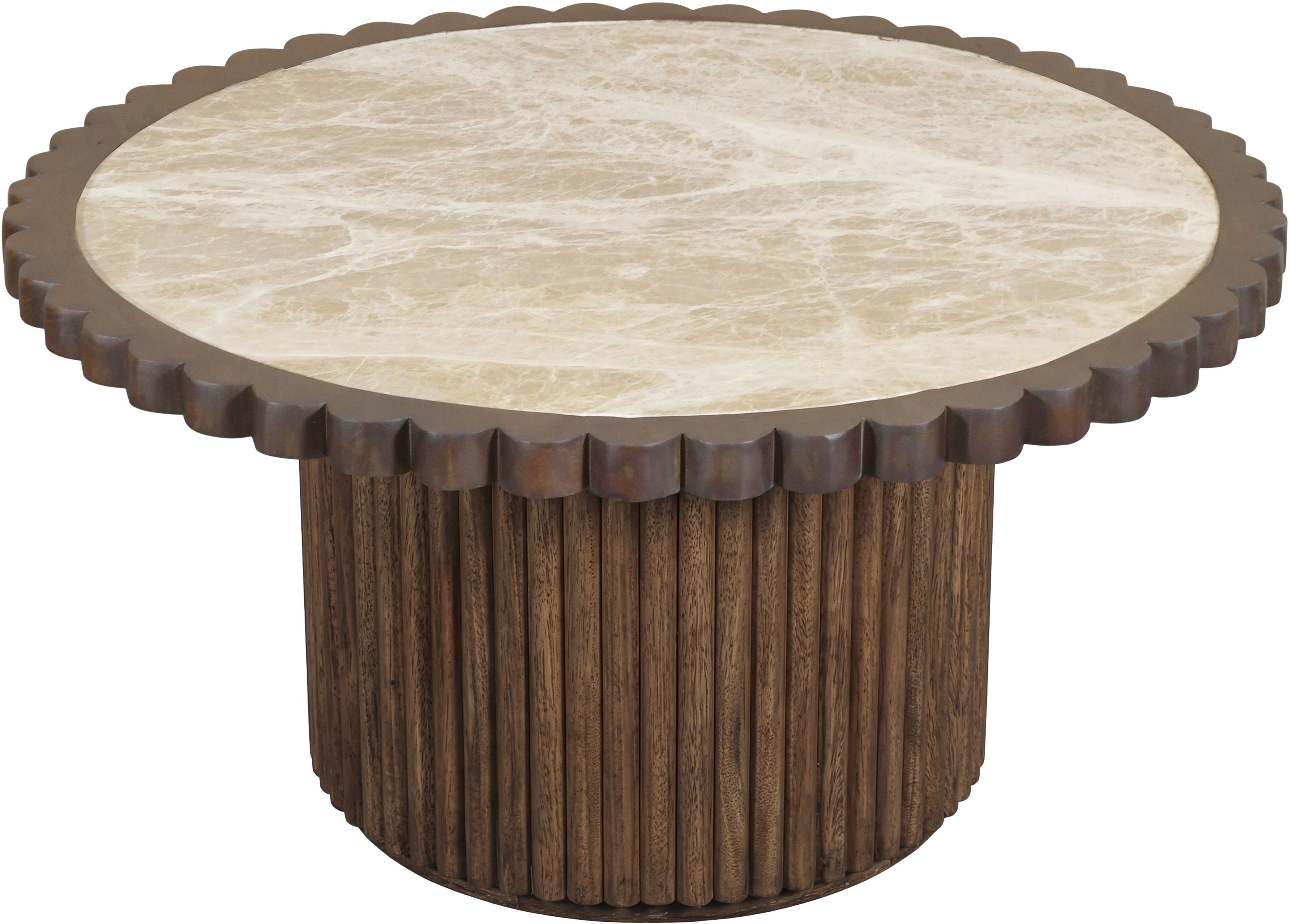 Elvira - Marble And Mango Wood Coffee Table - Beige / Brown
