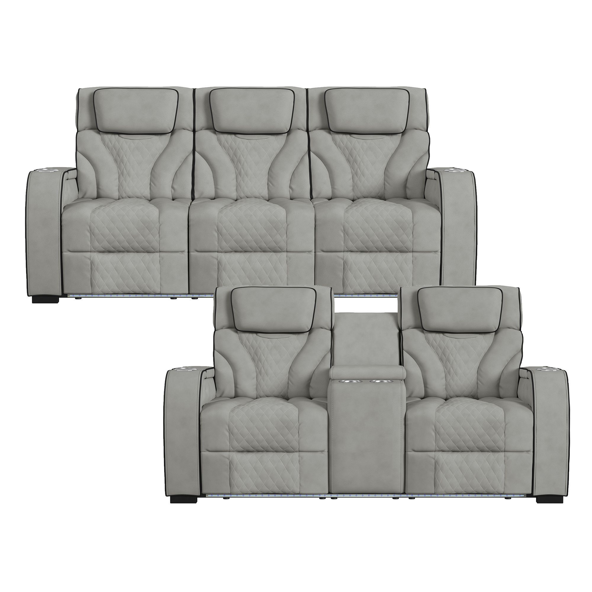 Blitz - 2 Piece Living Room Set (Sofa & Loveseat) - Simba Taupe And Black
