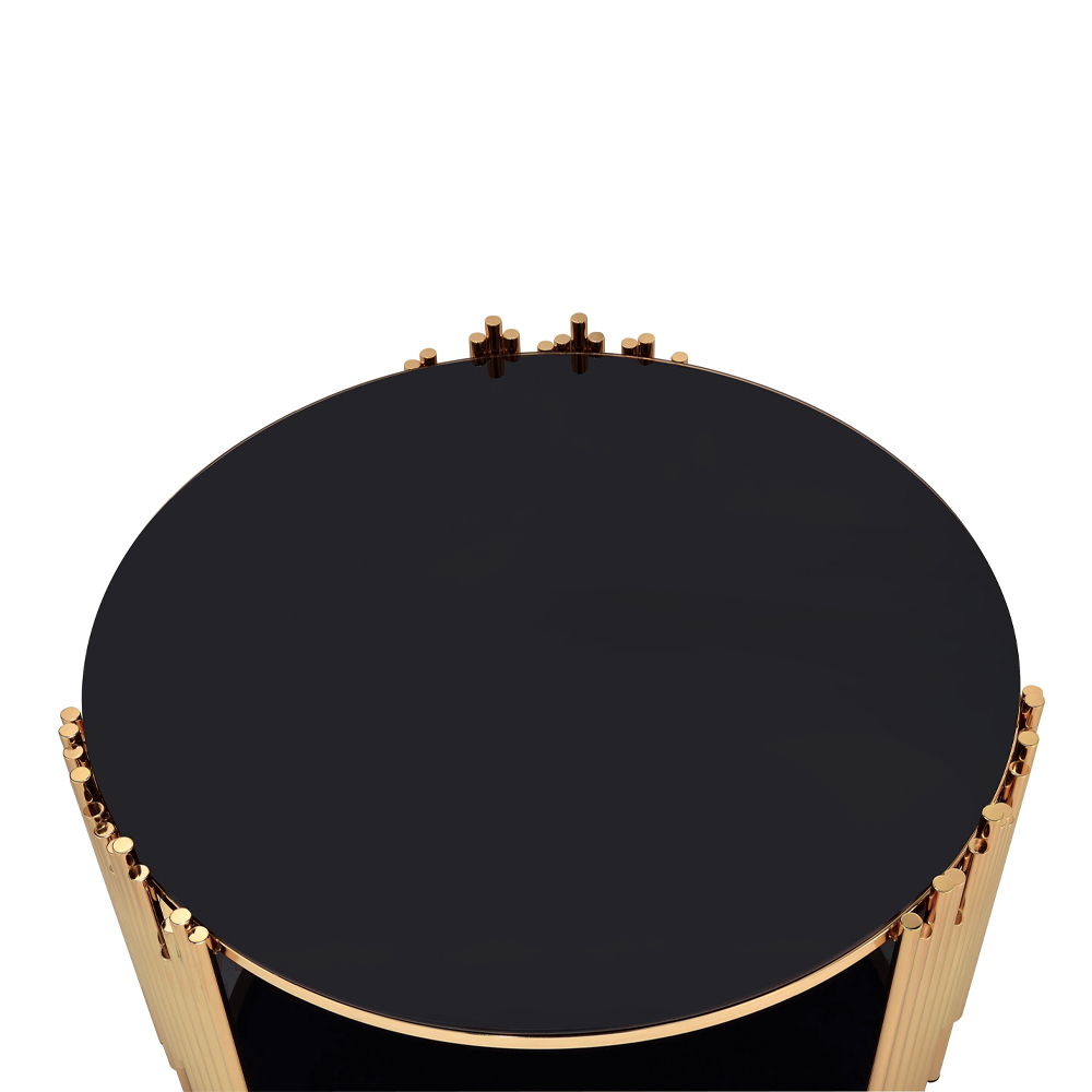 Tanquin - Coffee Table - Black Glass & Gold, black, view 3